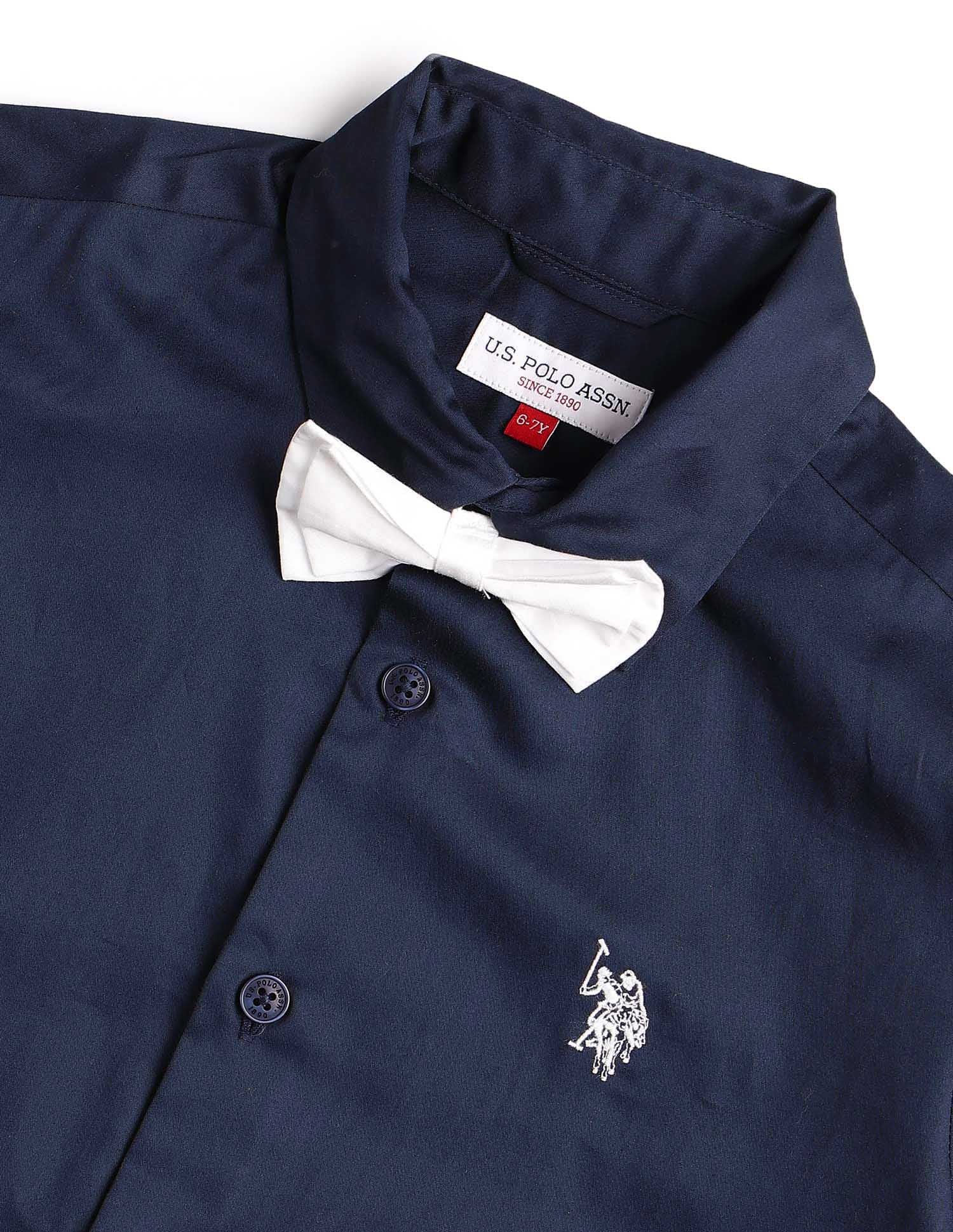 Boys Pure Cotton Satin Shirt Navy - U.S. POLO ASSN. | Large