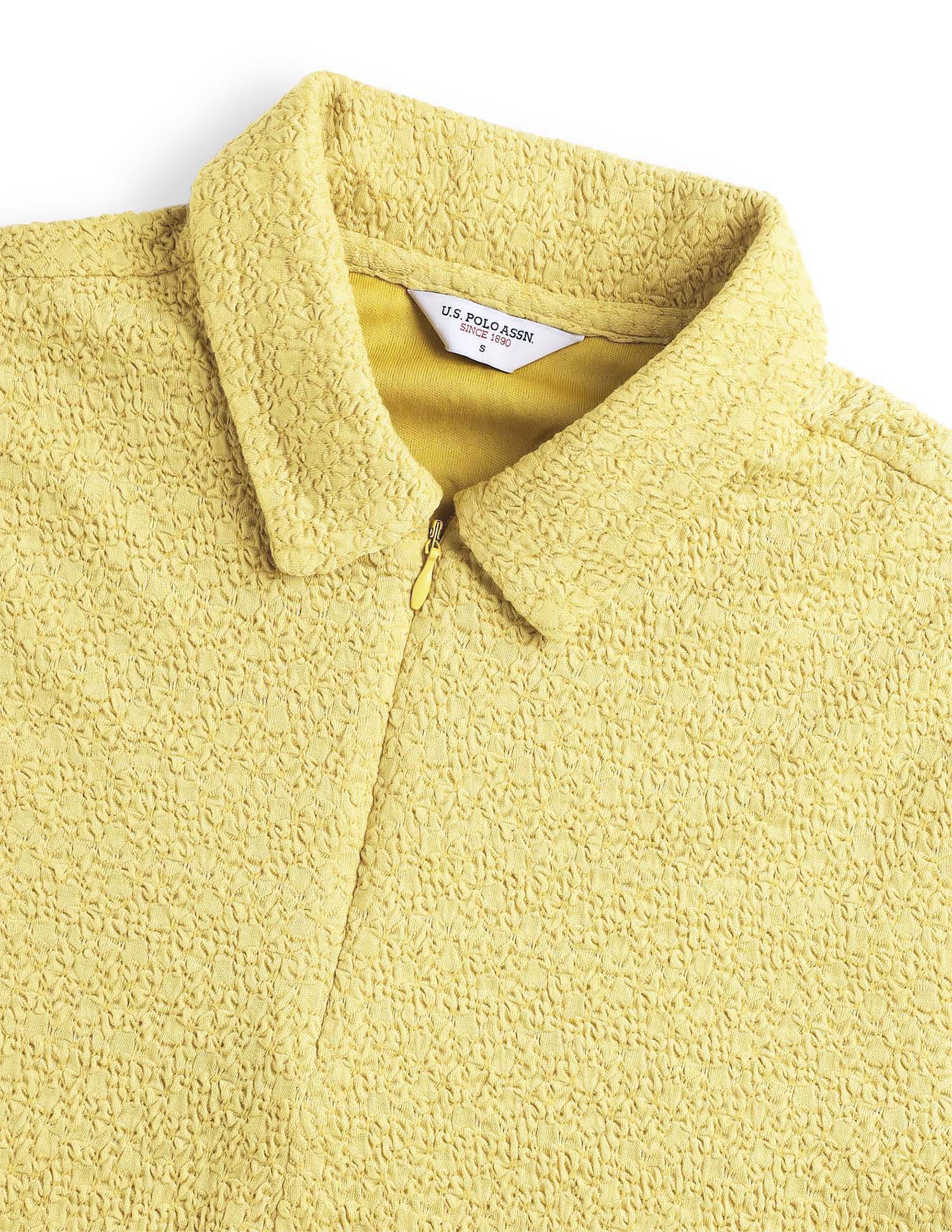 Textured Fitted Midi T-Shirt Dress Mustard - U.S. Polo Assn. India | Large