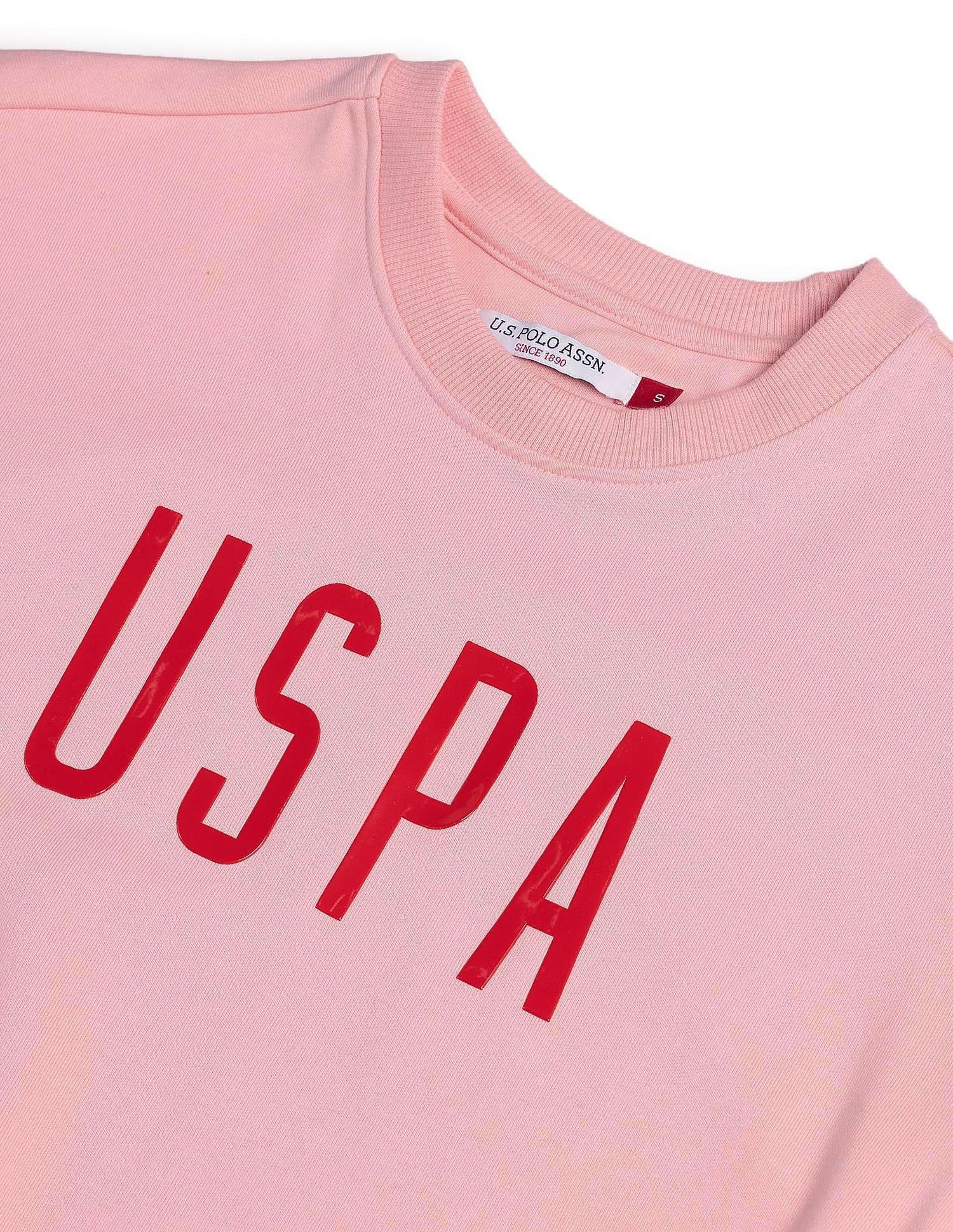 Drop Shoulder Hd Print Sweatshirt Light Pink - U.S. Polo Assn. India | Large