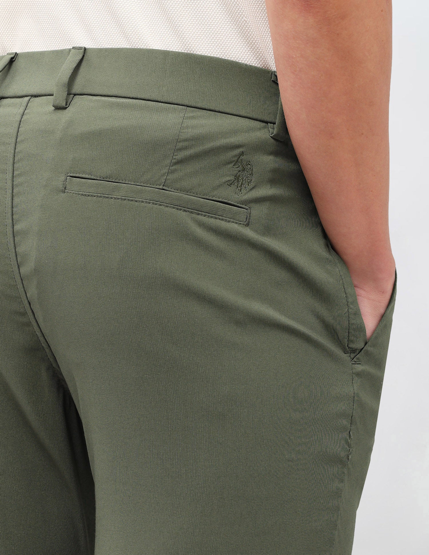 Satin Austin Slim Fit Trousers Olive - U.S. Polo Assn. India | Large
