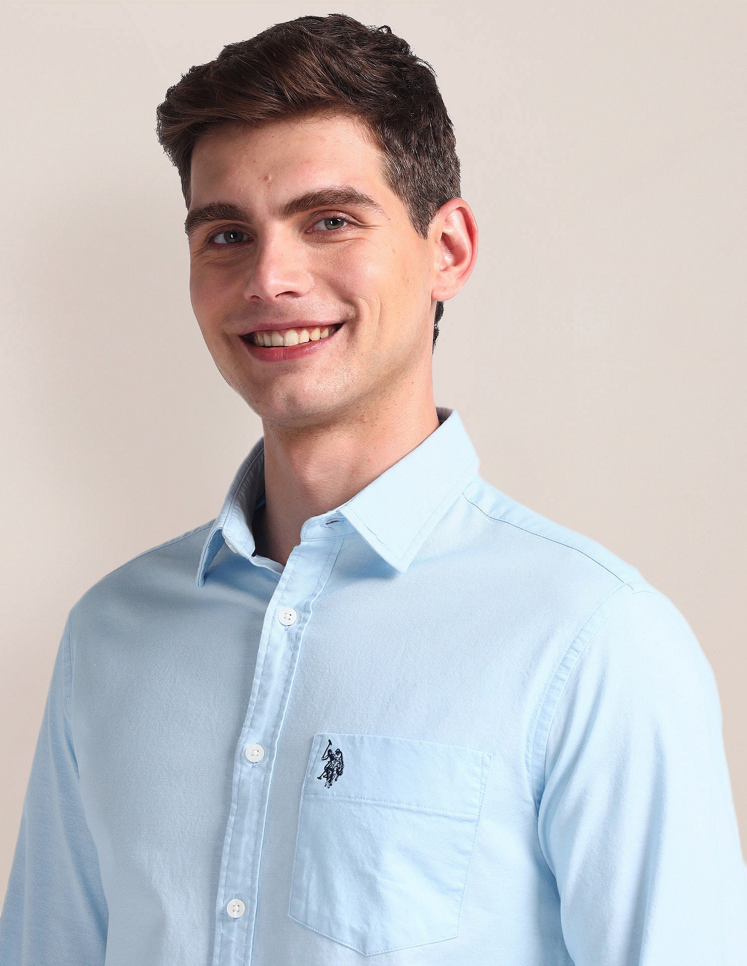 Solid Dobby Shirt Blue - U.S. Polo Assn. India | Large