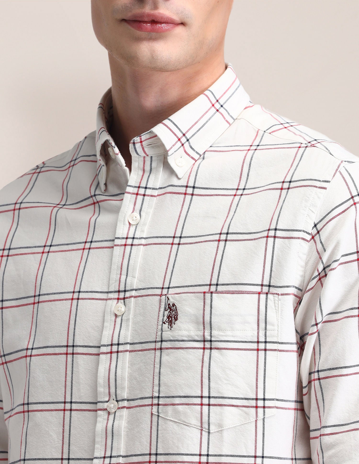 Plaid Check Oxford Shirt White - U.S. POLO ASSN. | Large