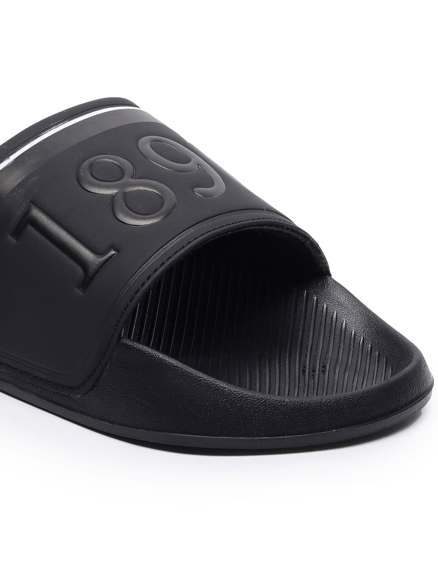 Men Brand Print Open Toe Raffer 7.0 Slides Black - U.S. Polo Assn. India | Large