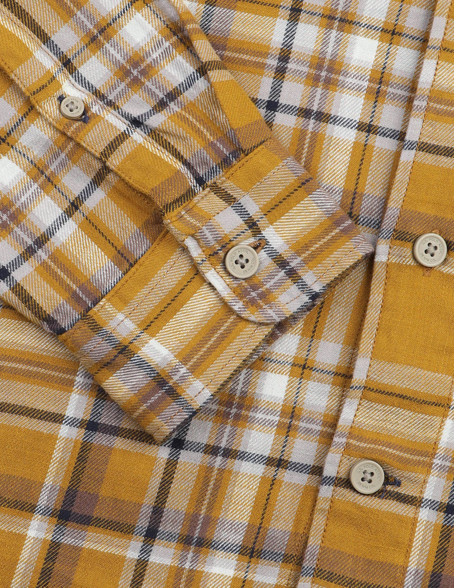 Twill Plaid Checked Shirt Mustard - U.S. Polo Assn. India | Large