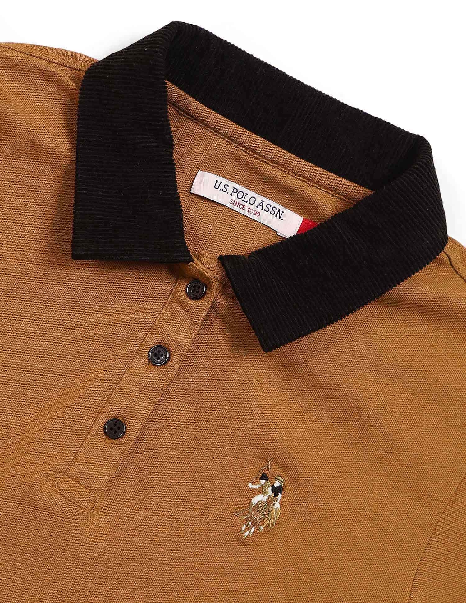 Regular Fit Solid Polo Shirt Light Brown - U.S. Polo Assn. India | Large