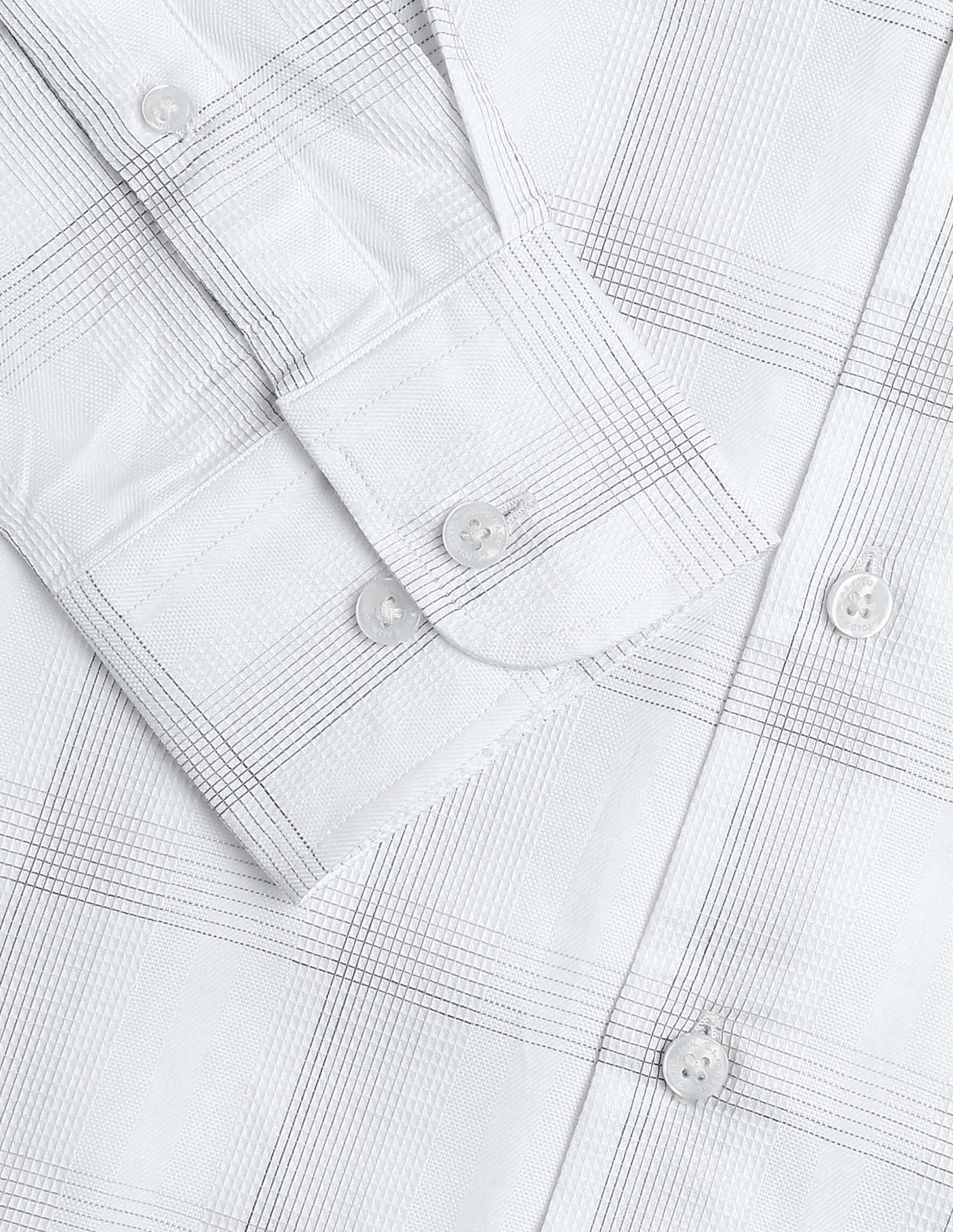Textured With Grid Checked Dobby Shirt White - U.S. POLO ASSN. | Large