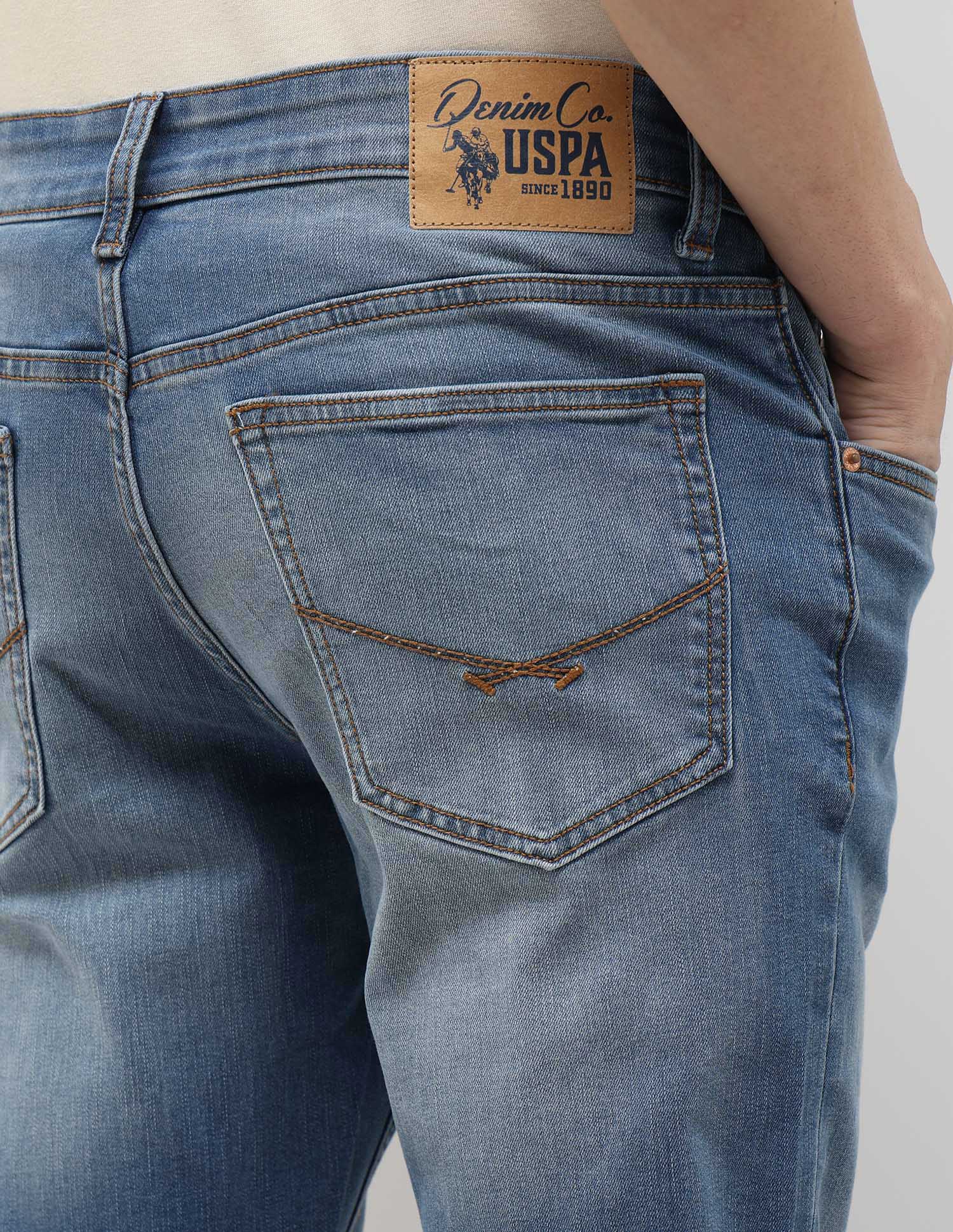 Brandon Slim Tapered Fit Blue Jeans Light Indigo - U.S. POLO ASSN. | Large