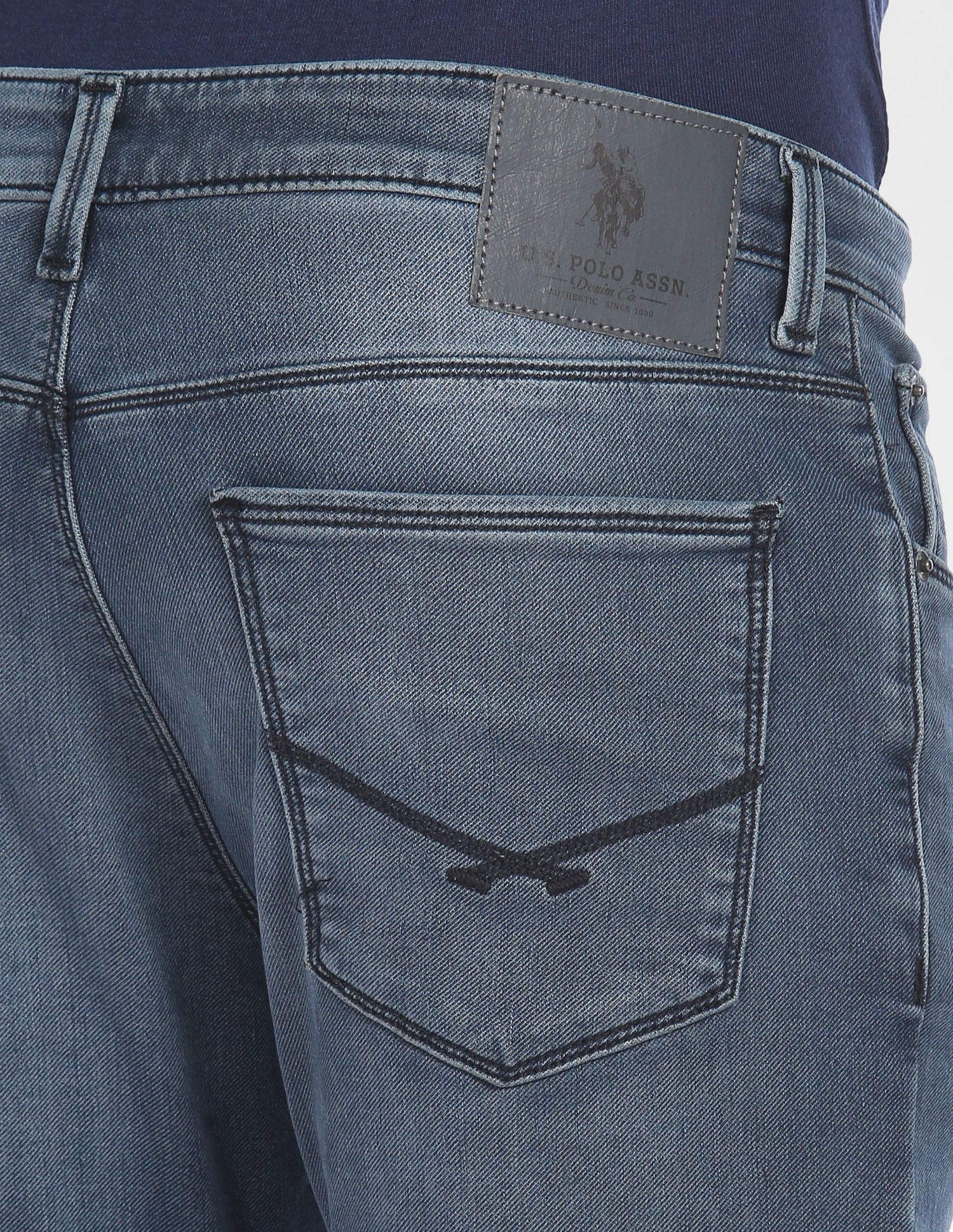 Slim Tapered Fit Stone Wash Jeans Blue - U.S. Polo Assn. India | Large