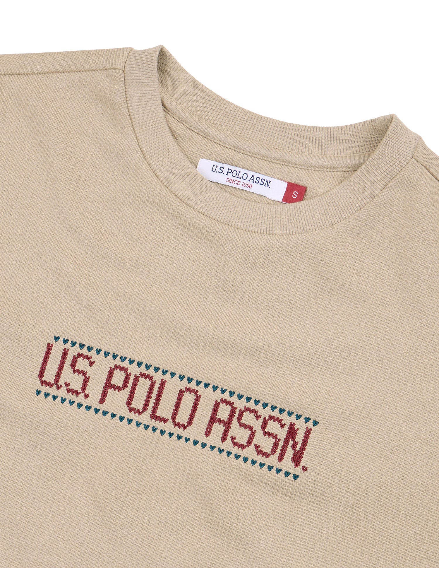 Brand Embroidered Regular Fit Sweatshirt Ecru - U.S. Polo Assn. India | Large