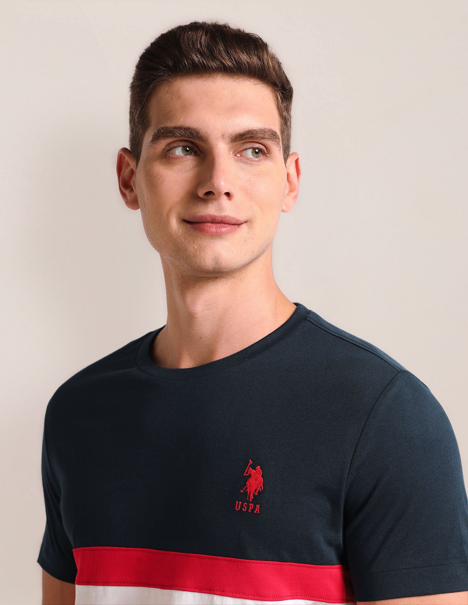 Colour Block Slim Fit T-Shirt Navy - U.S. POLO ASSN. | Large