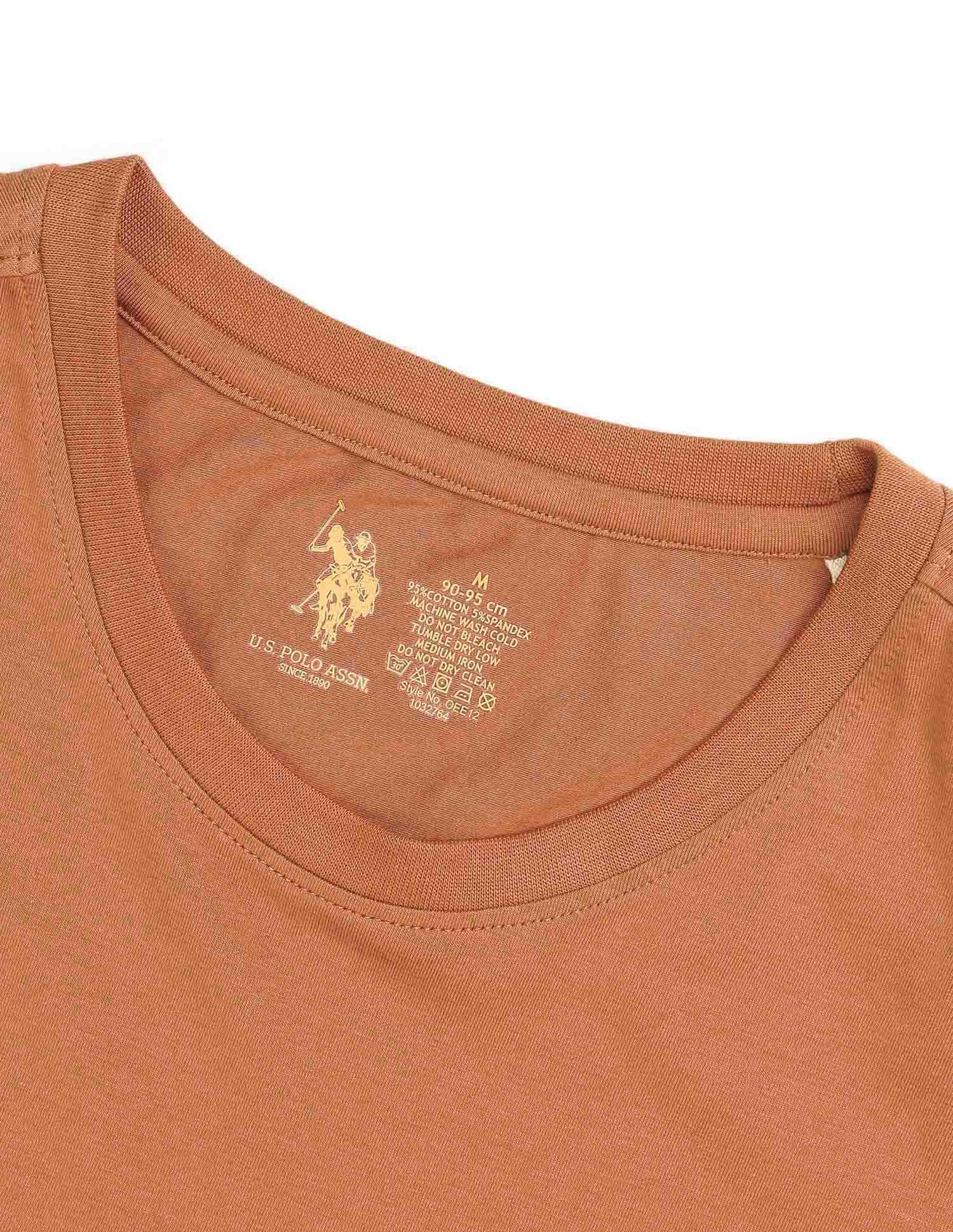 Comfort Fit Pure Cotton OEE12 Lounge T-Shirt - Pack Of 1 Leather Brown - U.S. POLO ASSN. | Large