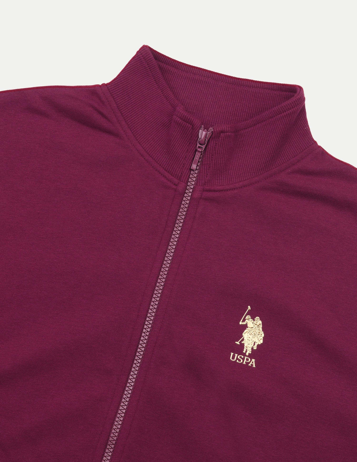 Solid Regular Fit Zipper Sweatshirt Maroon - U.S. Polo Assn. India | Large
