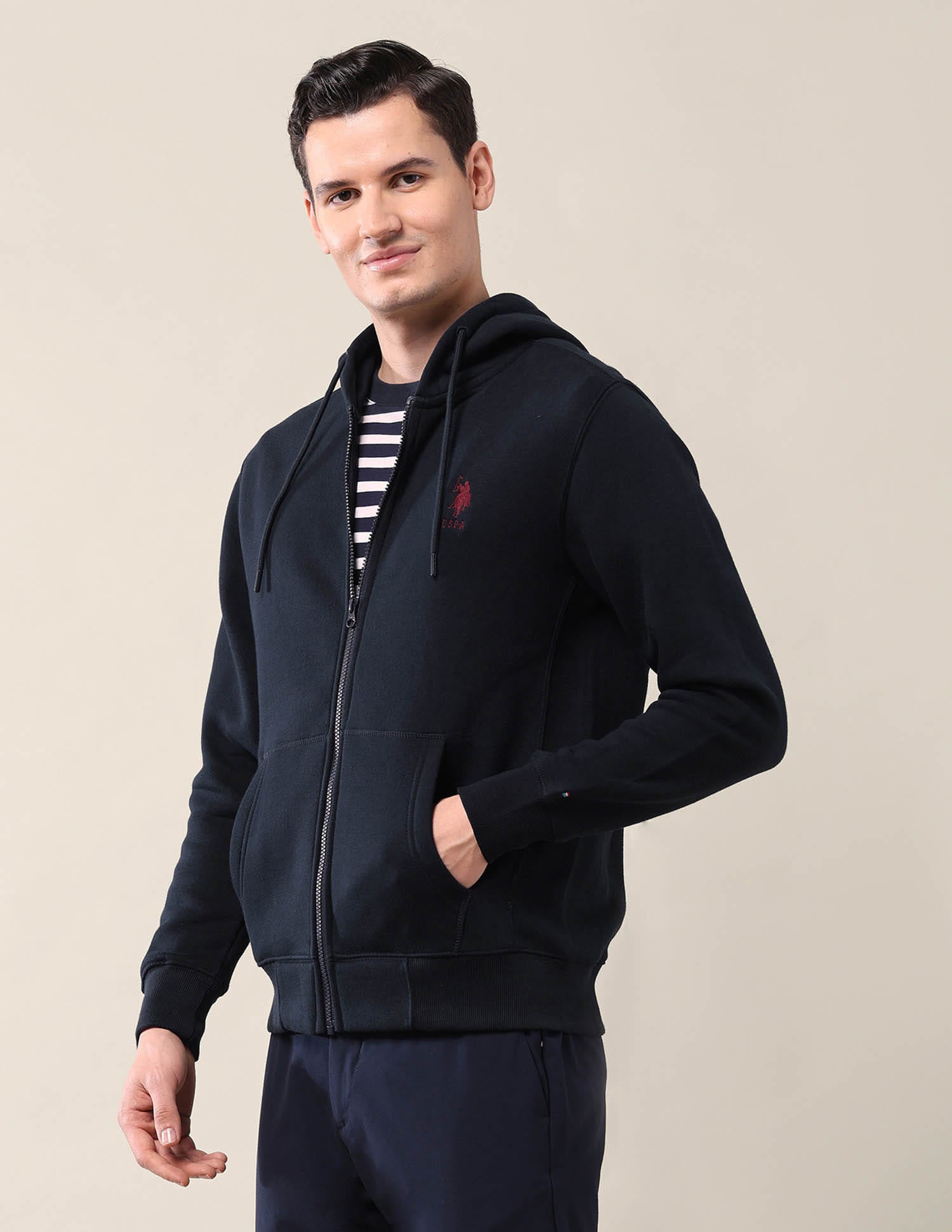 USSWSF0229 NAVY Mens Sweat Shirt Blue - U.S. Polo Assn. India | Large
