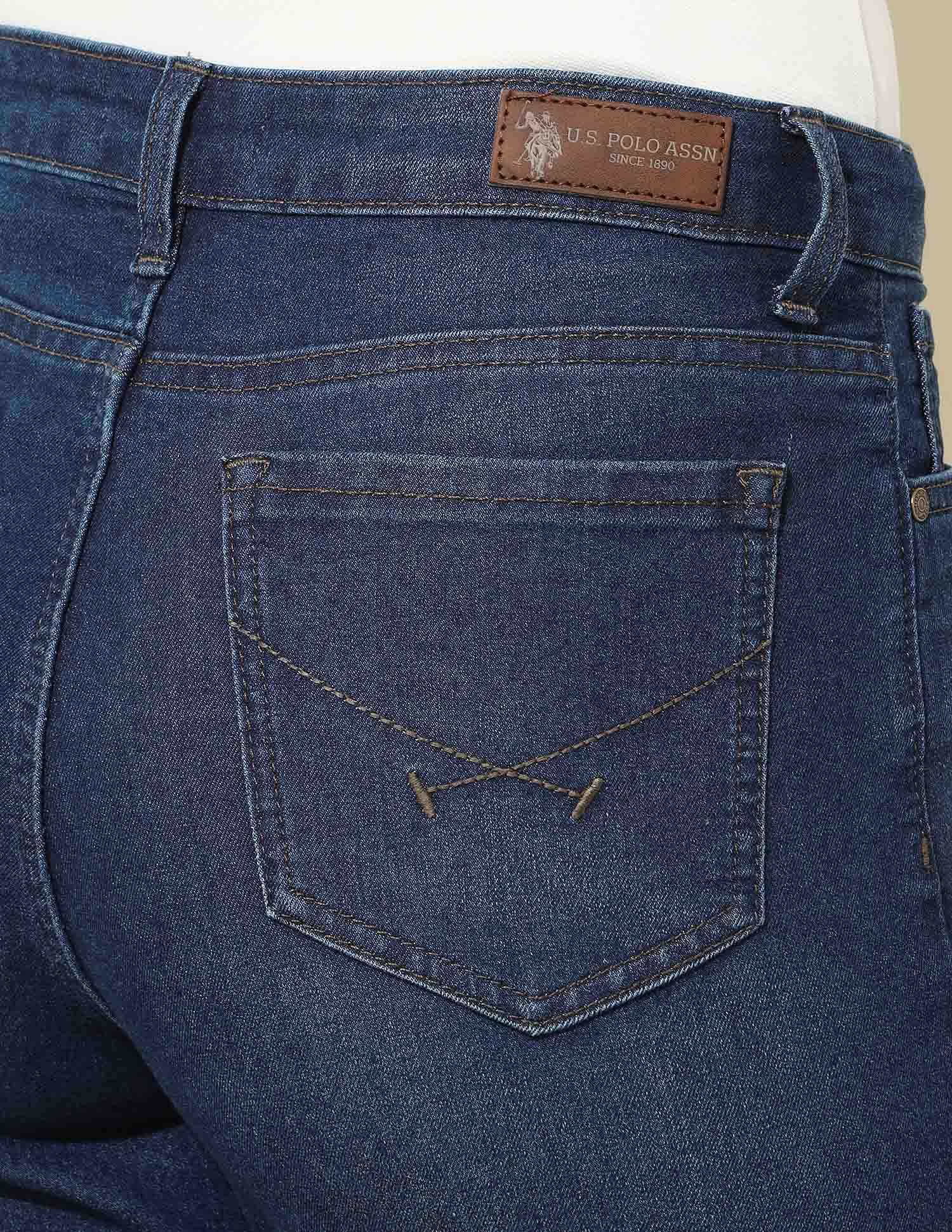 High Rise Mom Fit Jeans Blue - U.S. POLO ASSN. | Large