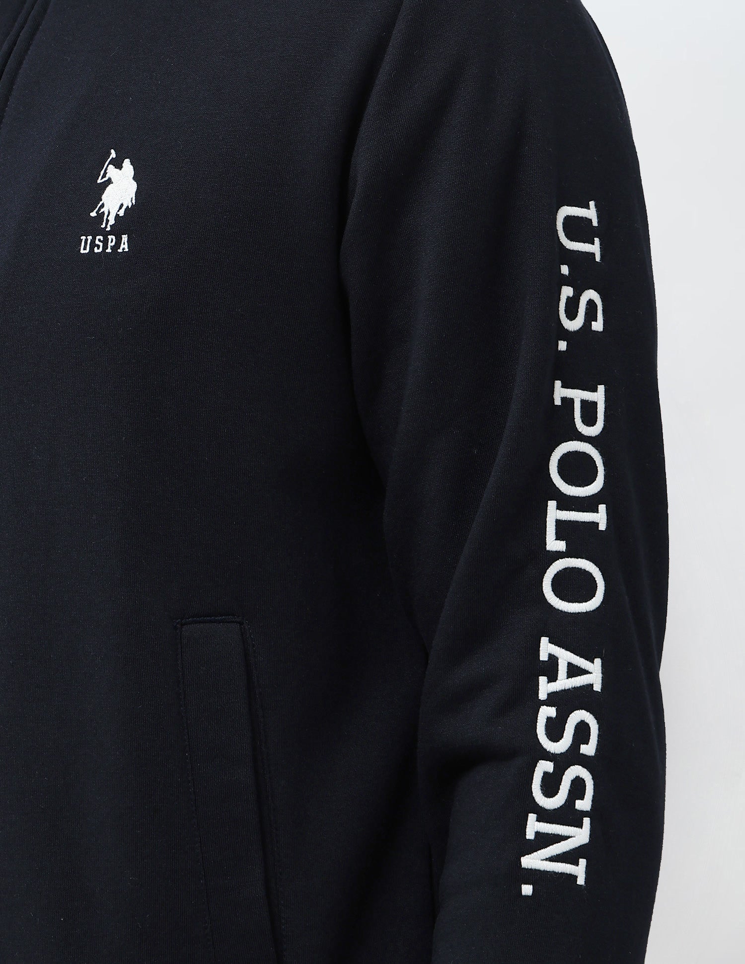 Brand Embroidered Zipper Sweatshirt Navy - U.S. Polo Assn. India | Large
