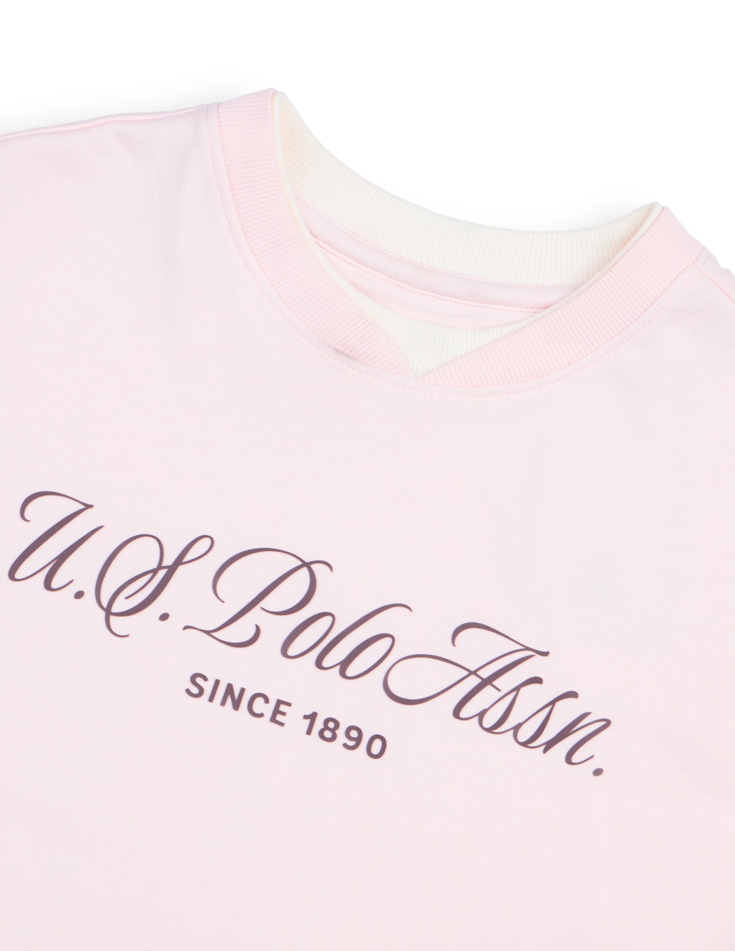 Typographic Brand Printed Relaxed Fit Sweatshirt Light Pink - U.S. Polo Assn. India | Large