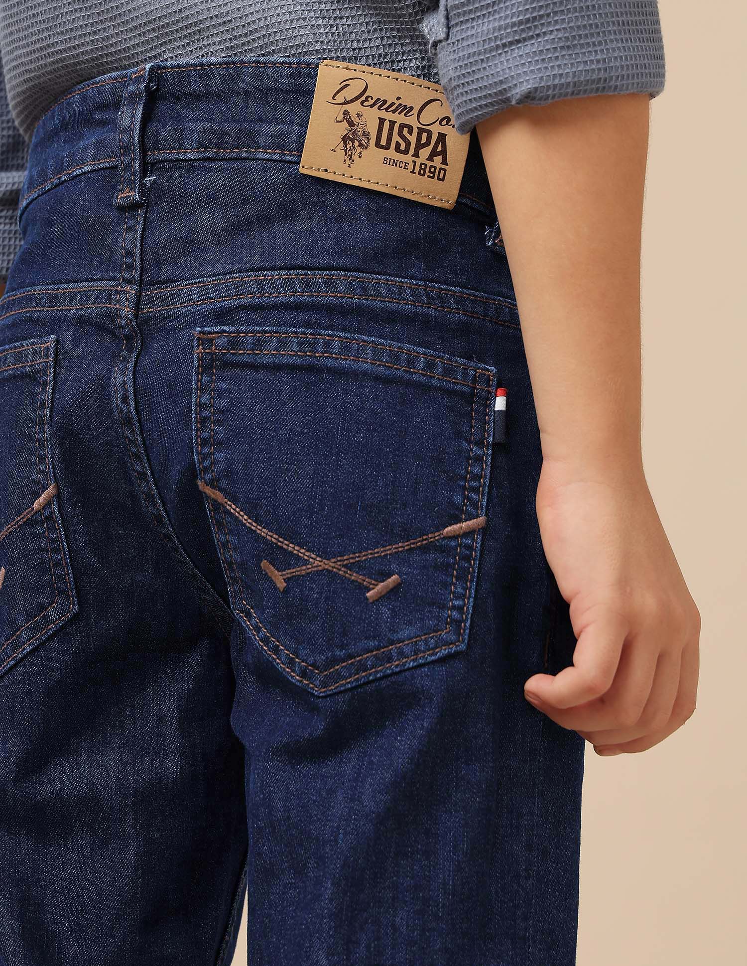 Boys Slim Fit Mid Rise Jeans Dark Blue - U.S. POLO ASSN. | Large