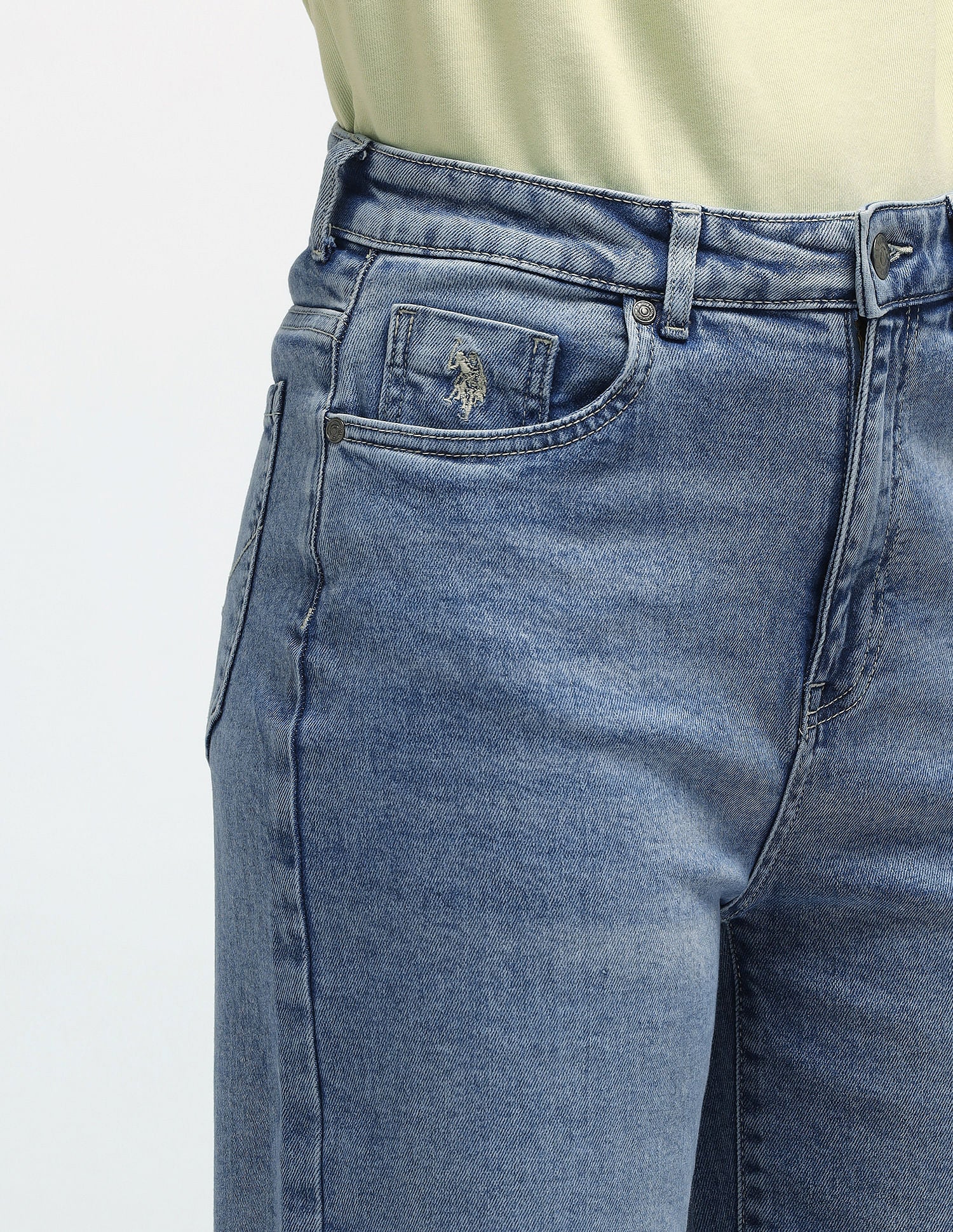 Wideleg High Rise Jeans Blue - U.S. Polo Assn. India | Large