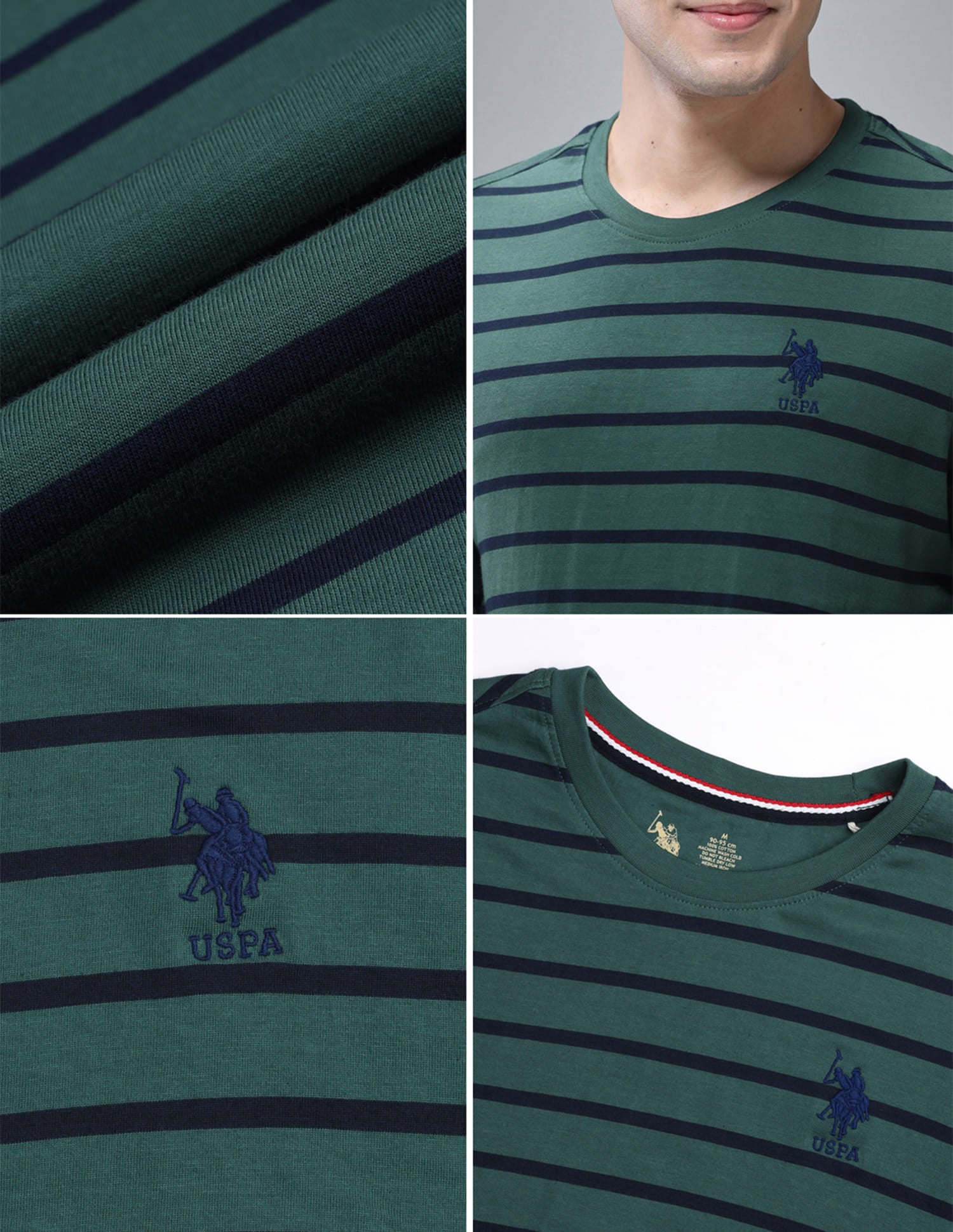 Crew Neck Stripe I694 Lounge T-Shirt - Pack Of 1 Bistro Green - U.S. Polo Assn. India | Large