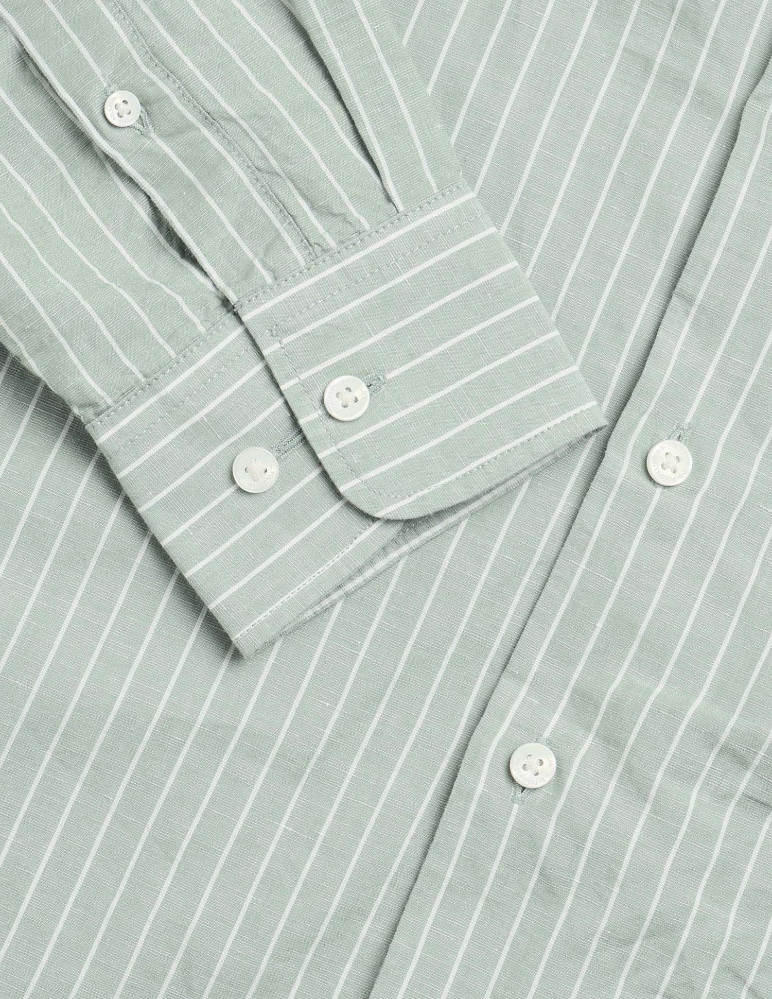 Pacho X Vertical Striped Regular Fit Shirt Sage - U.S. Polo Assn. India | Large