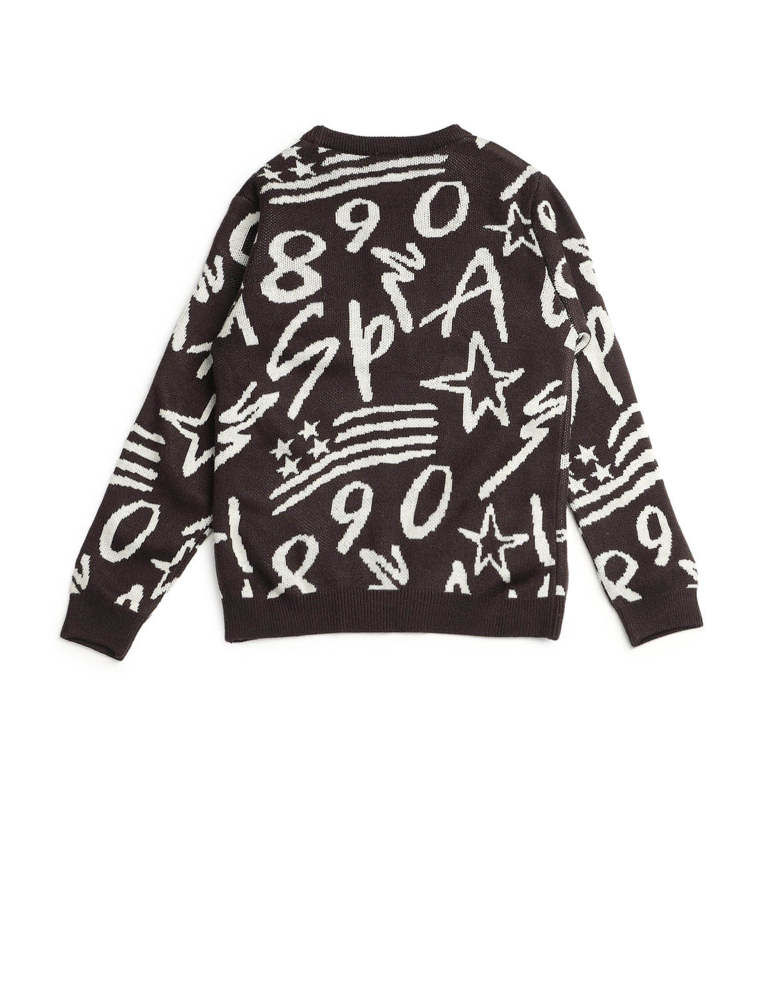 Boys Graphic Patterned Knit Sweater Dark Brown - U.S. POLO ASSN. | Large