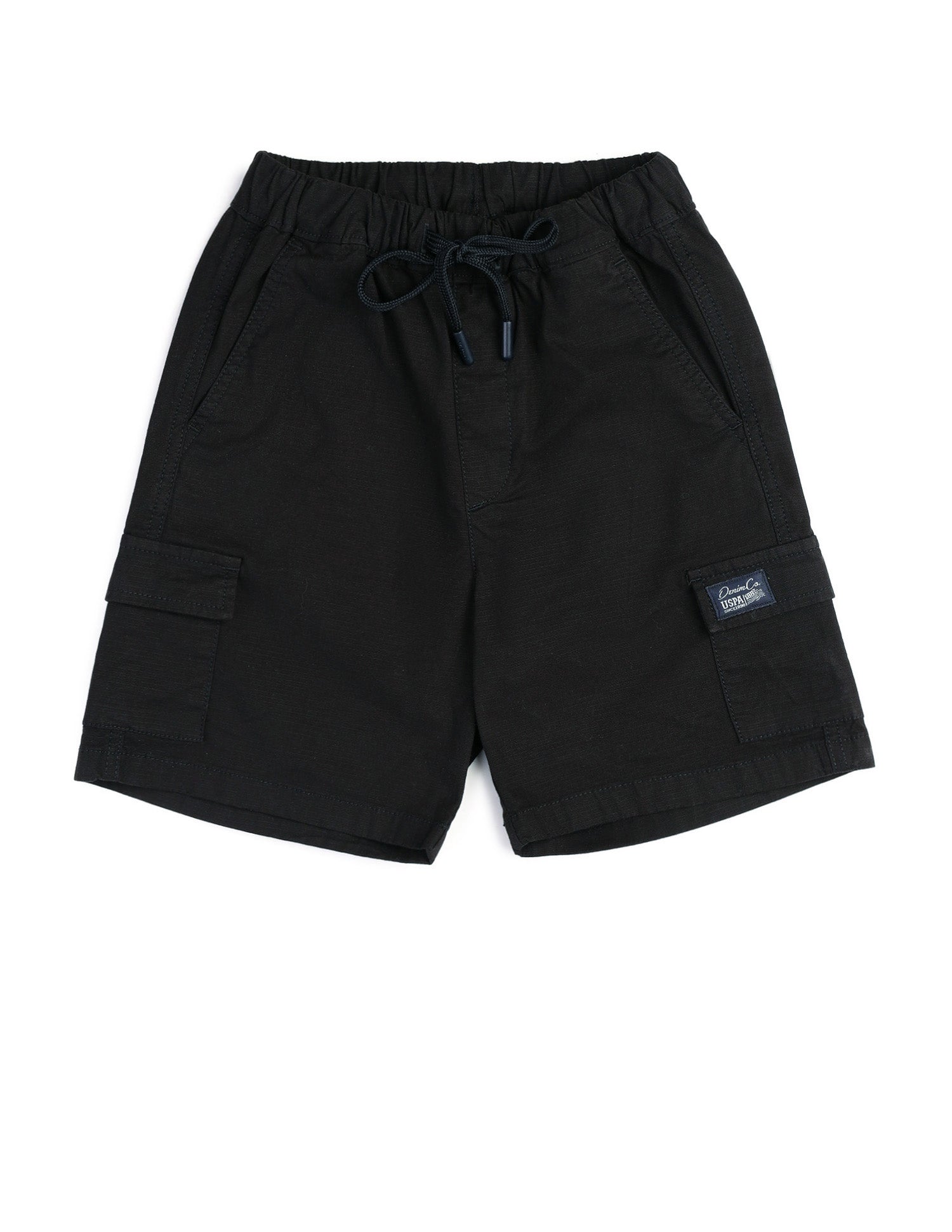 Boys Relaxed Fit Textured Cargo Shorts Black - U.S. POLO ASSN. | Large
