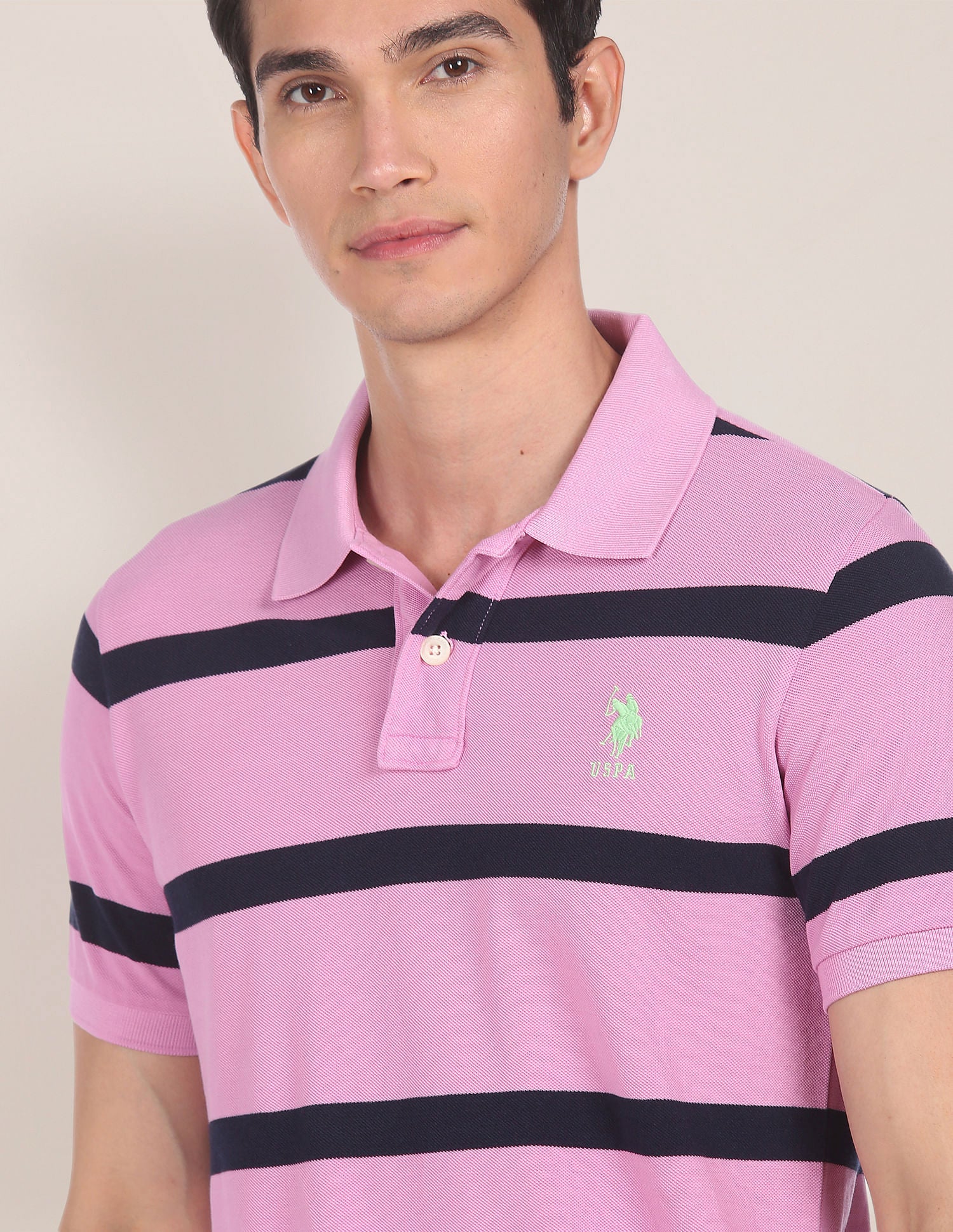 Striped Pique Polo Shirt Lilac - U.S. Polo Assn. India | Large