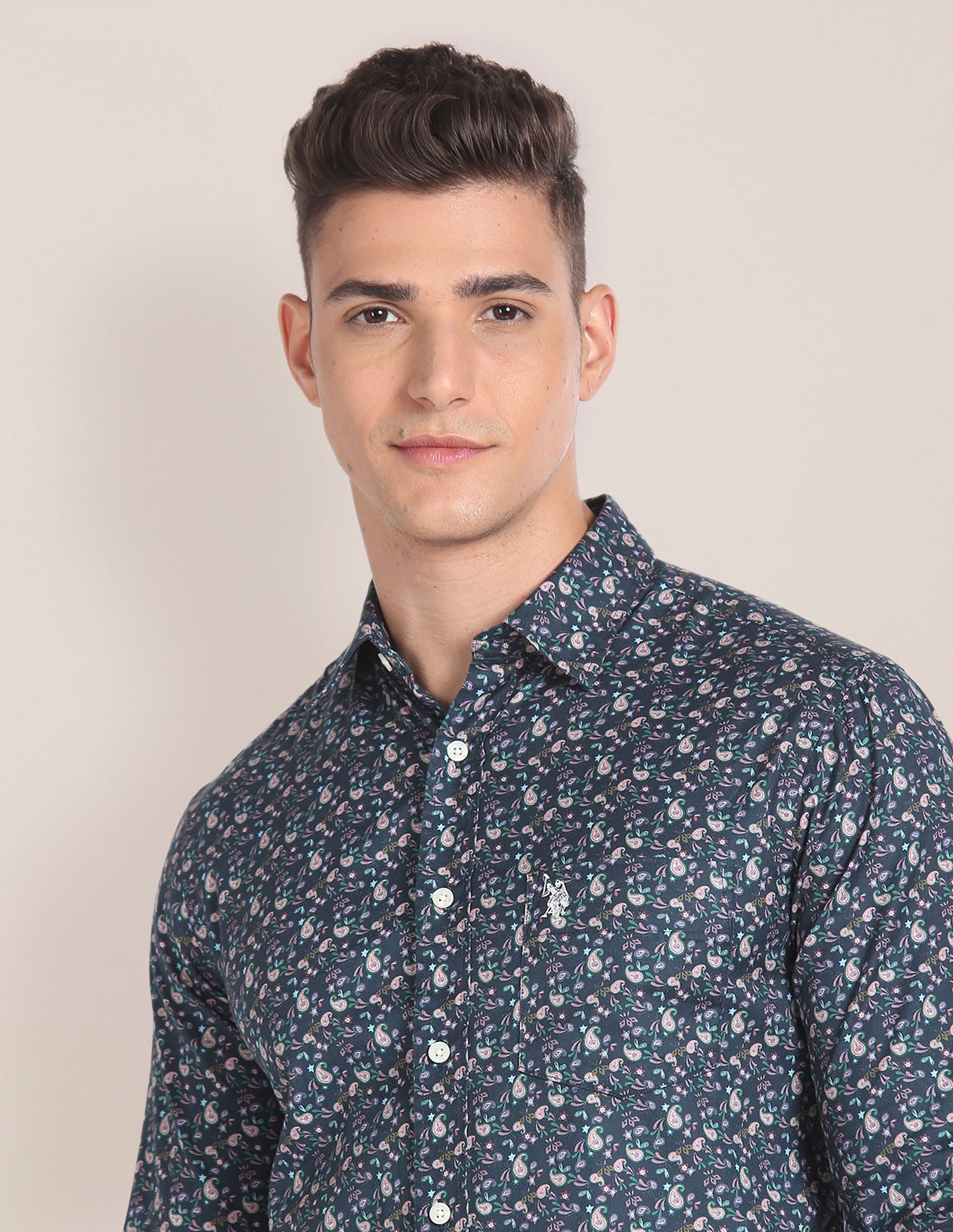 Paisley Print Twill Shirt Teal - U.S. Polo Assn. India | Large