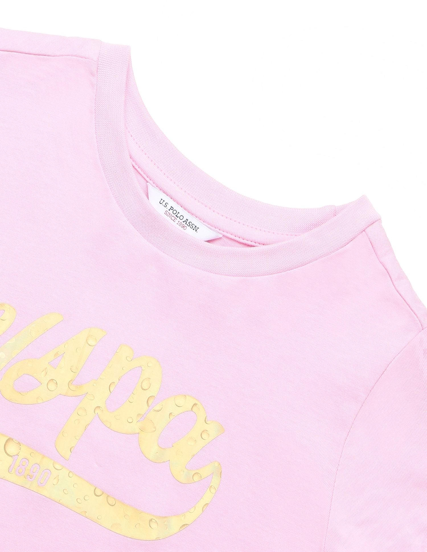 Girls Cotton Textured Foil T-Shirt Pink - U.S. POLO ASSN. | Large
