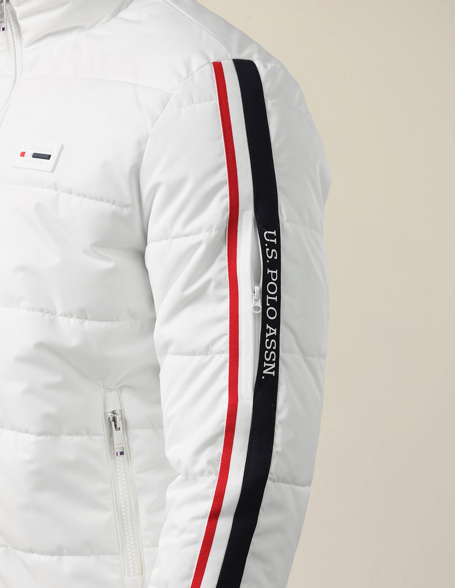 Solid Regular Fit Jacket White - U.S. Polo Assn. India | Large