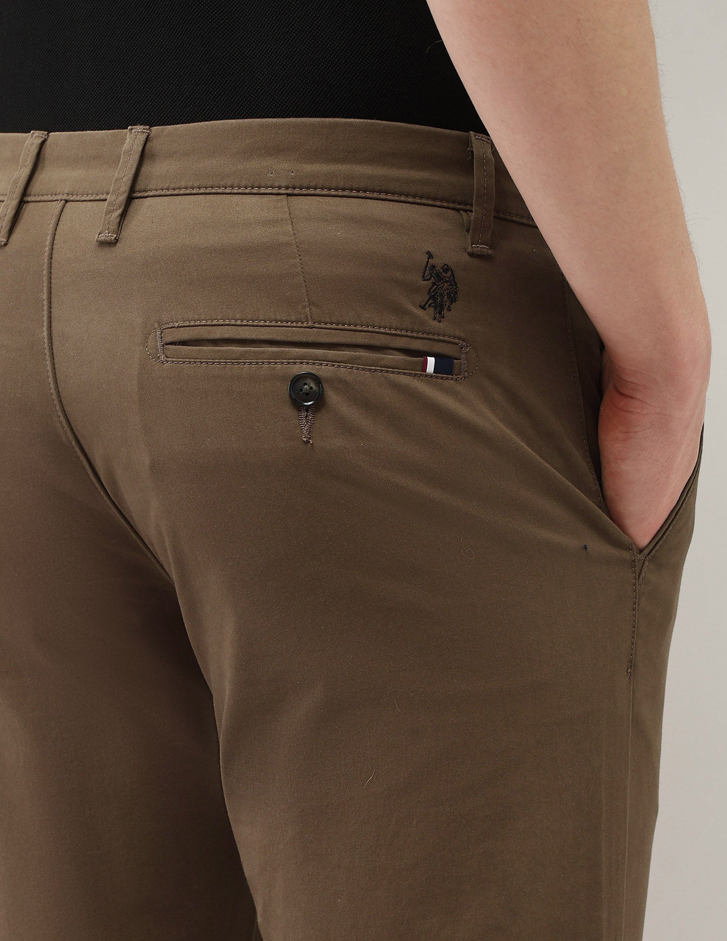 Austin Trim Regular Fit Satin Trousers Brown - U.S. Polo Assn. India | Large