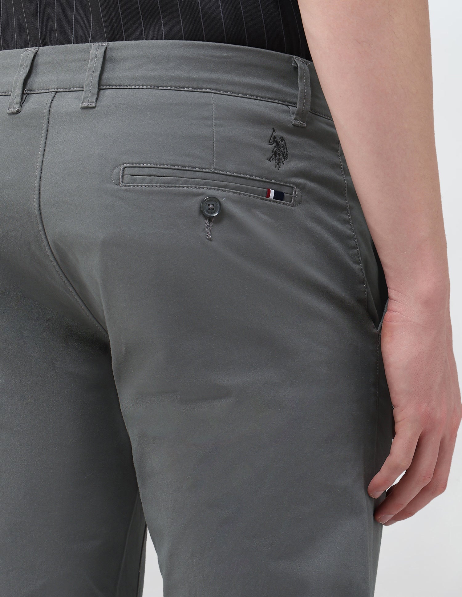 Austin Slim Fit Satin Trousers Dark Grey - U.S. Polo Assn. India | Large