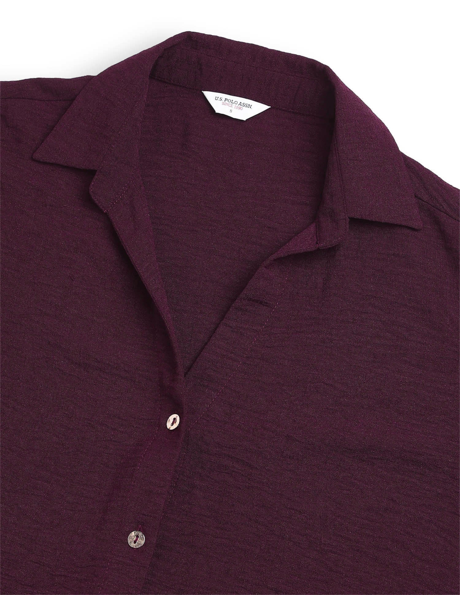 Solid V-Neck Collar Shirt Brown - U.S. Polo Assn. India | Large