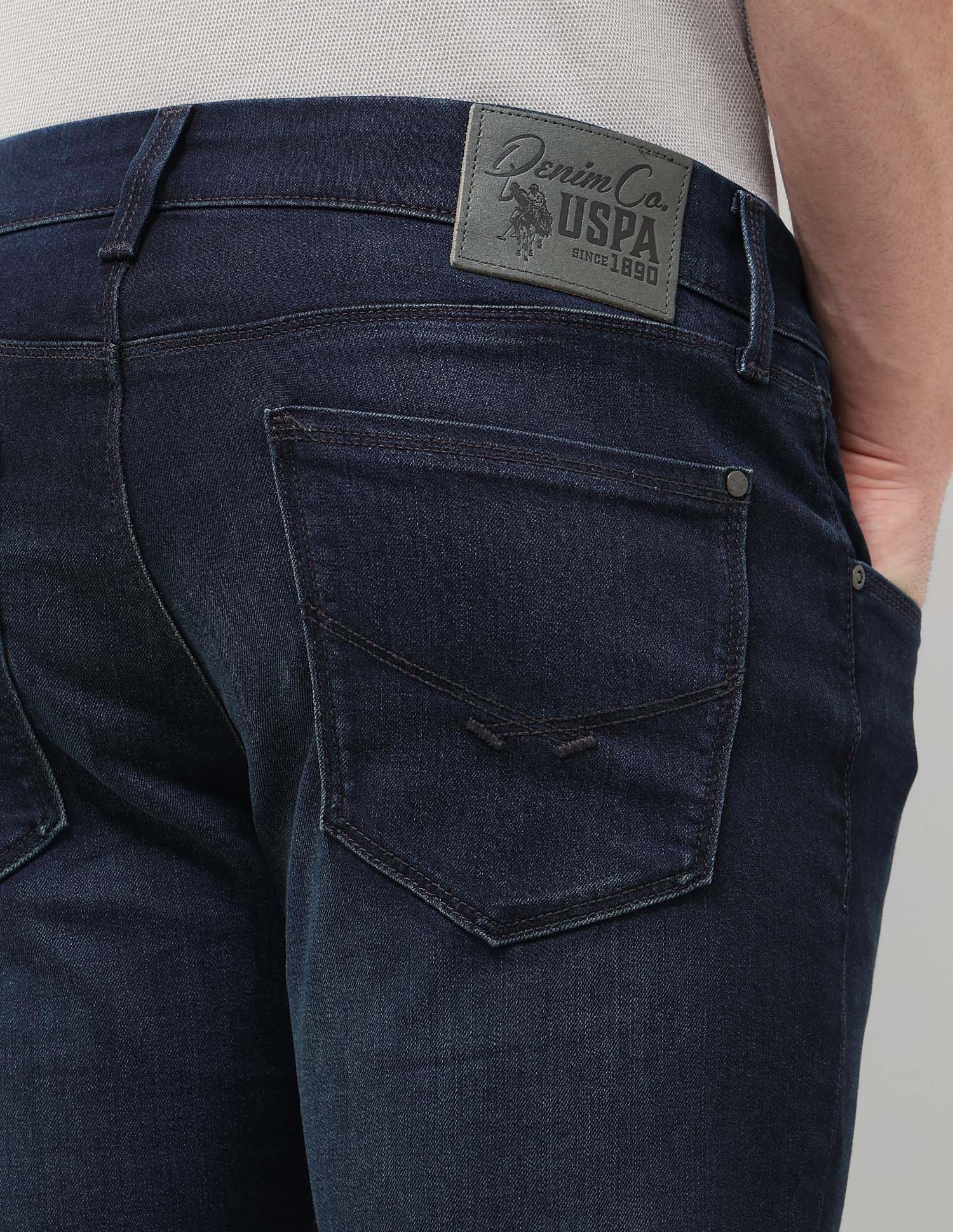 Brandon Slim Tapered Fit Blue Jeans Dark Blue - U.S. POLO ASSN. | Large