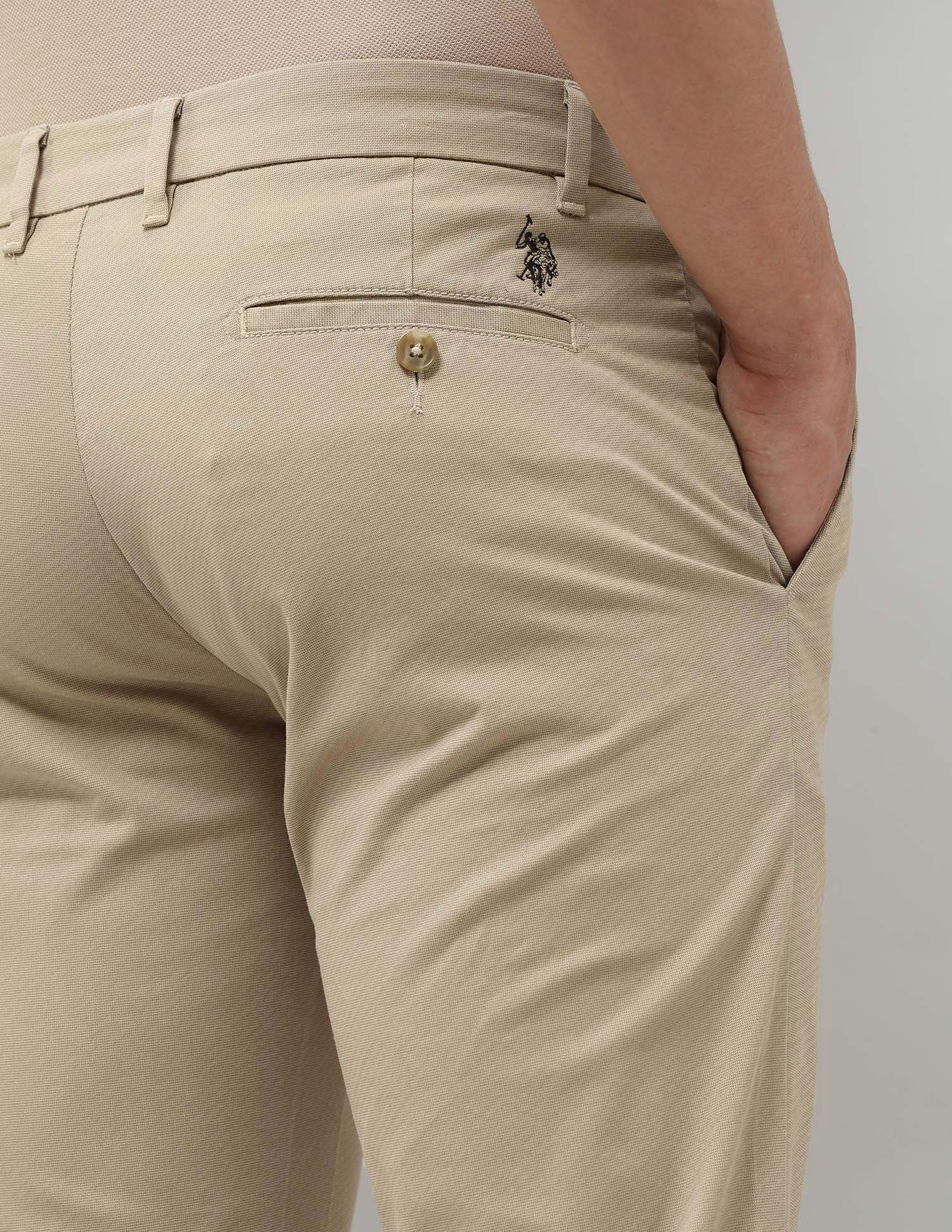 Textured Satin Trousers Beige - U.S. POLO ASSN. | Large