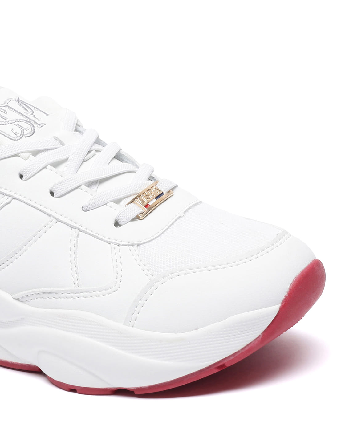 Women Panelled Lace Up Sneakers Off White - U.S. Polo Assn. India | Large