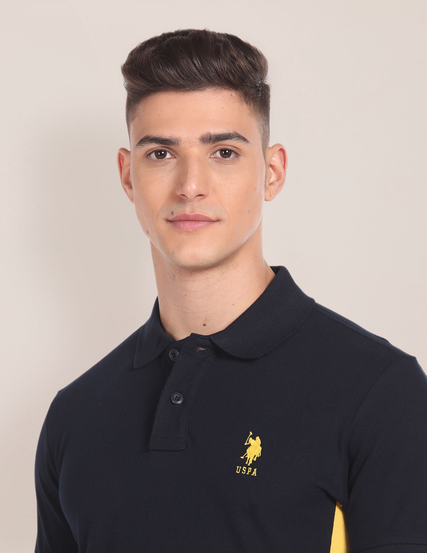 Colour Blocked Cotton Polo Shirt Navy - U.S. Polo Assn. India | Large