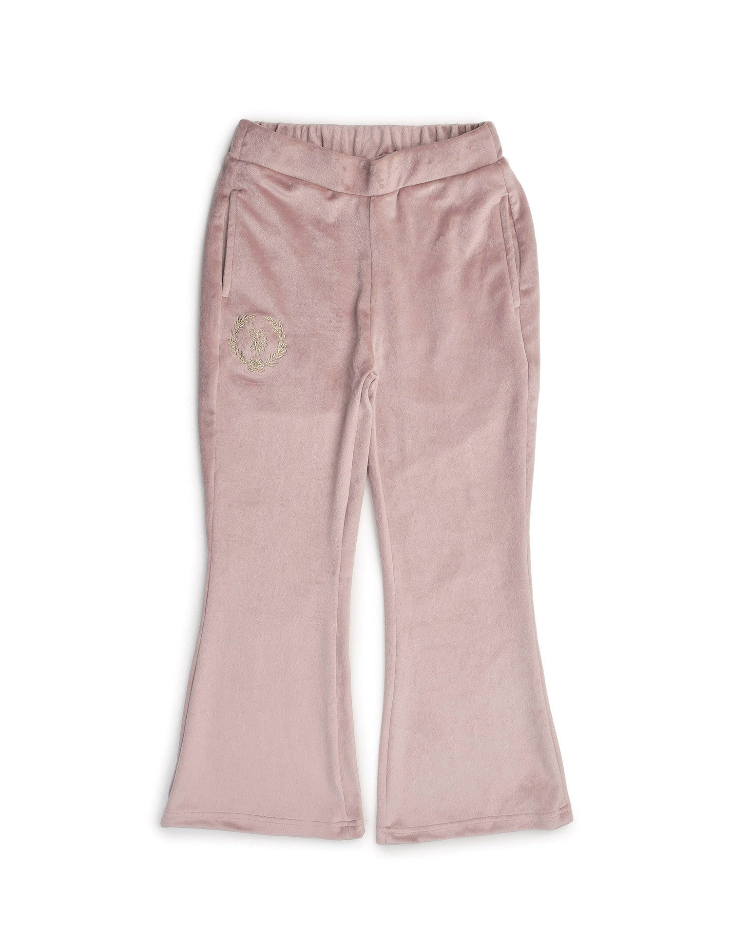 Girls Solid Regular Fit Flared Track Pants Pink - U.S. POLO ASSN. | Large