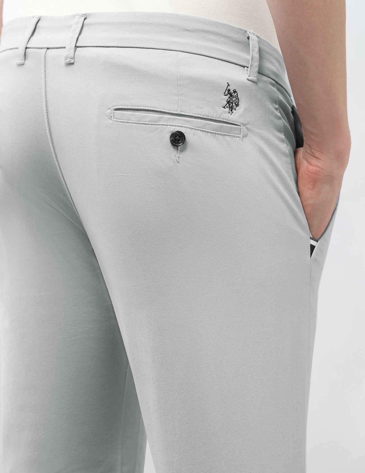 Denver Slim Fit Satin Trousers Light Grey - U.S. Polo Assn. India | Large