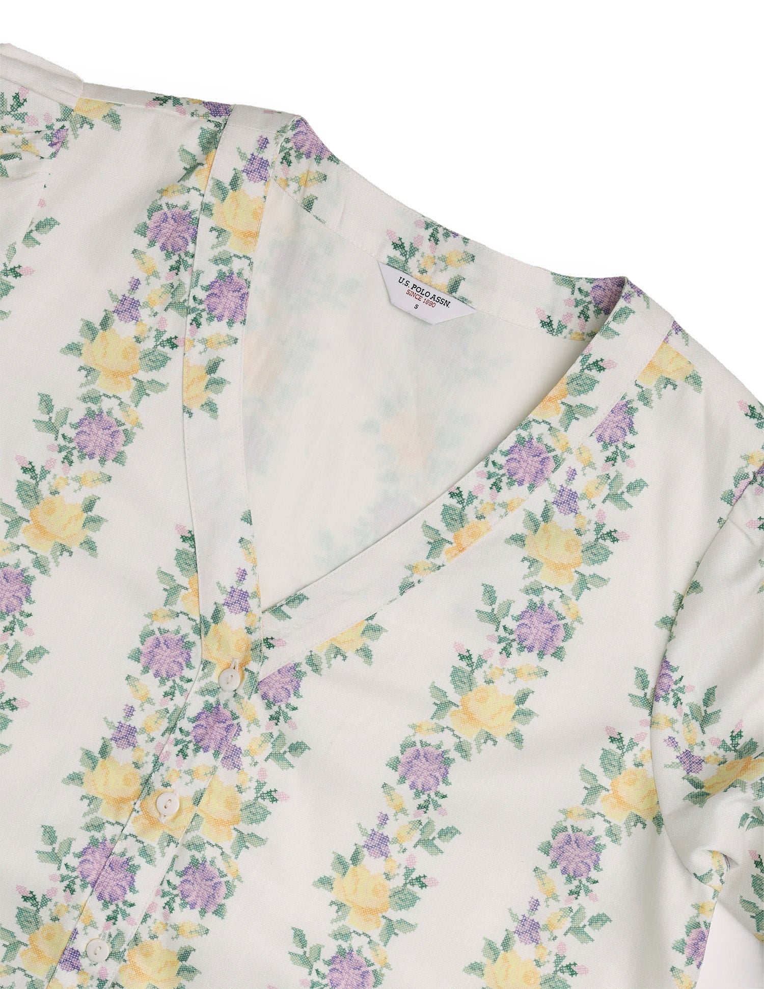 Floral Printed A-Line Dress With Belt White - U.S. Polo Assn. India | Large