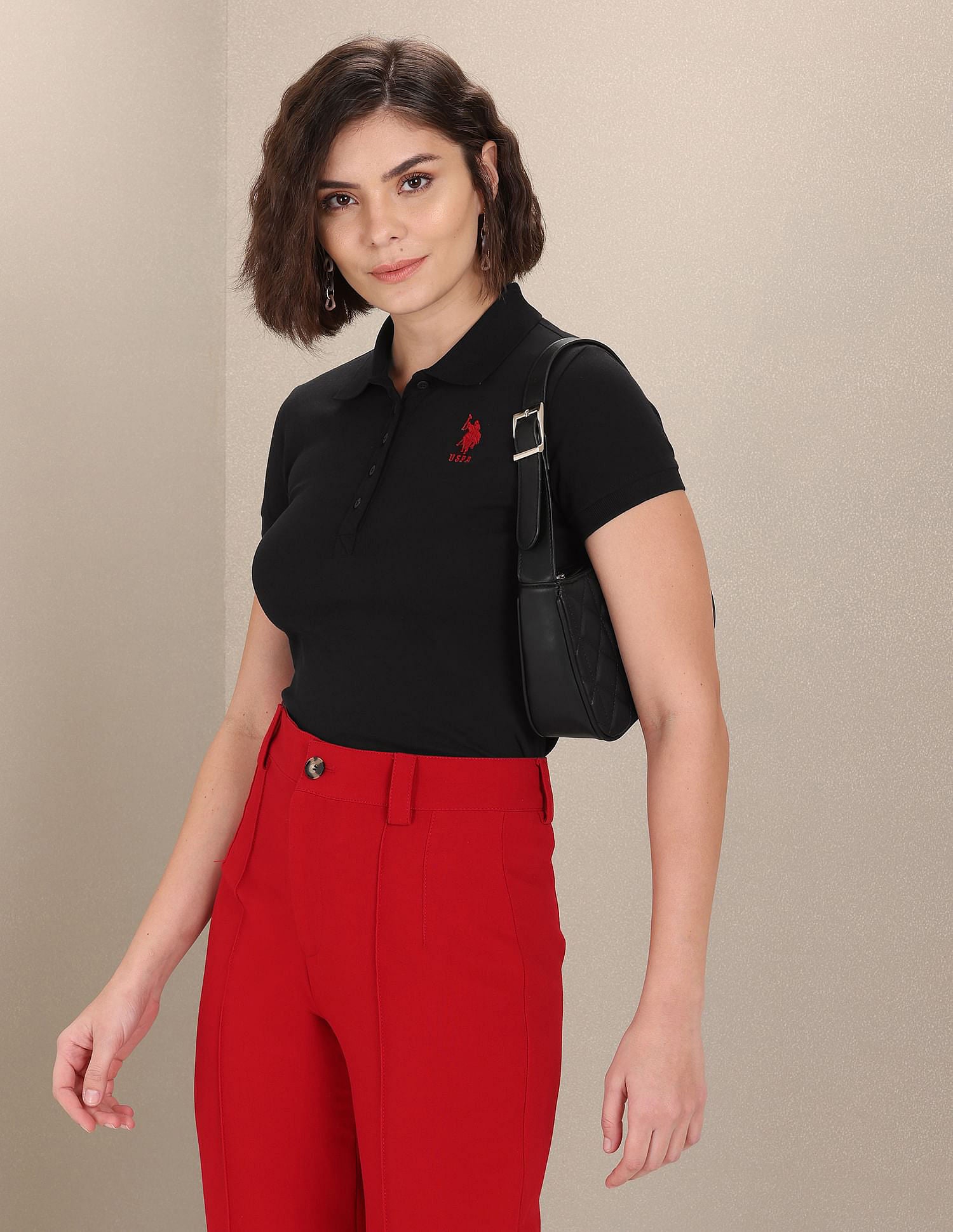 Solid Pique Polo Shirt Black - U.S. POLO ASSN. | Large