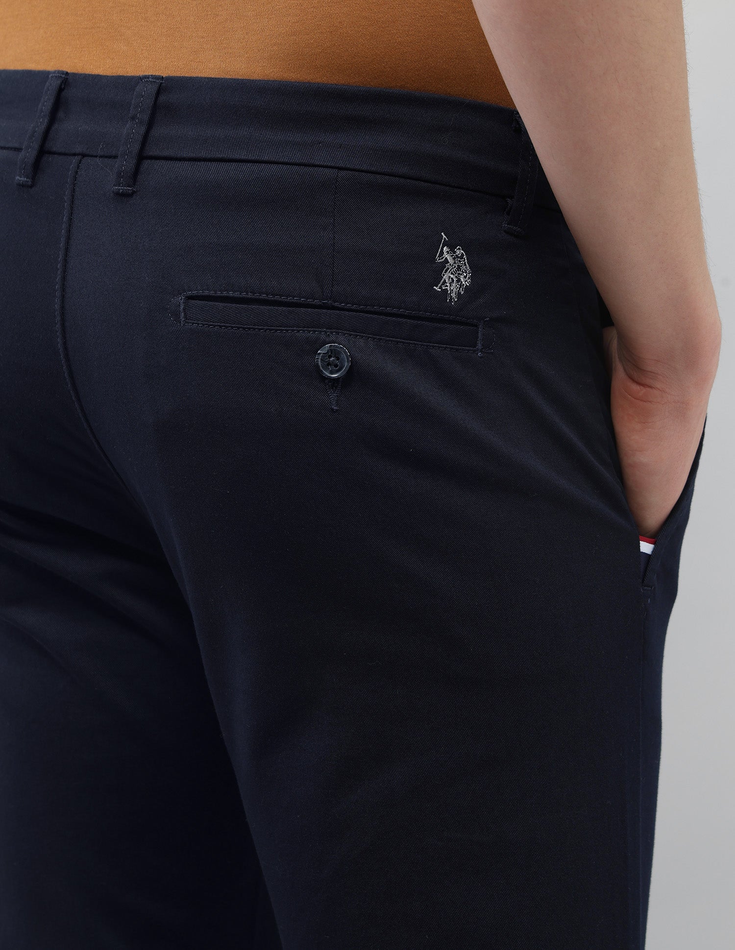 Austin Slim Fit Satin Trousers Navy - U.S. Polo Assn. India | Large