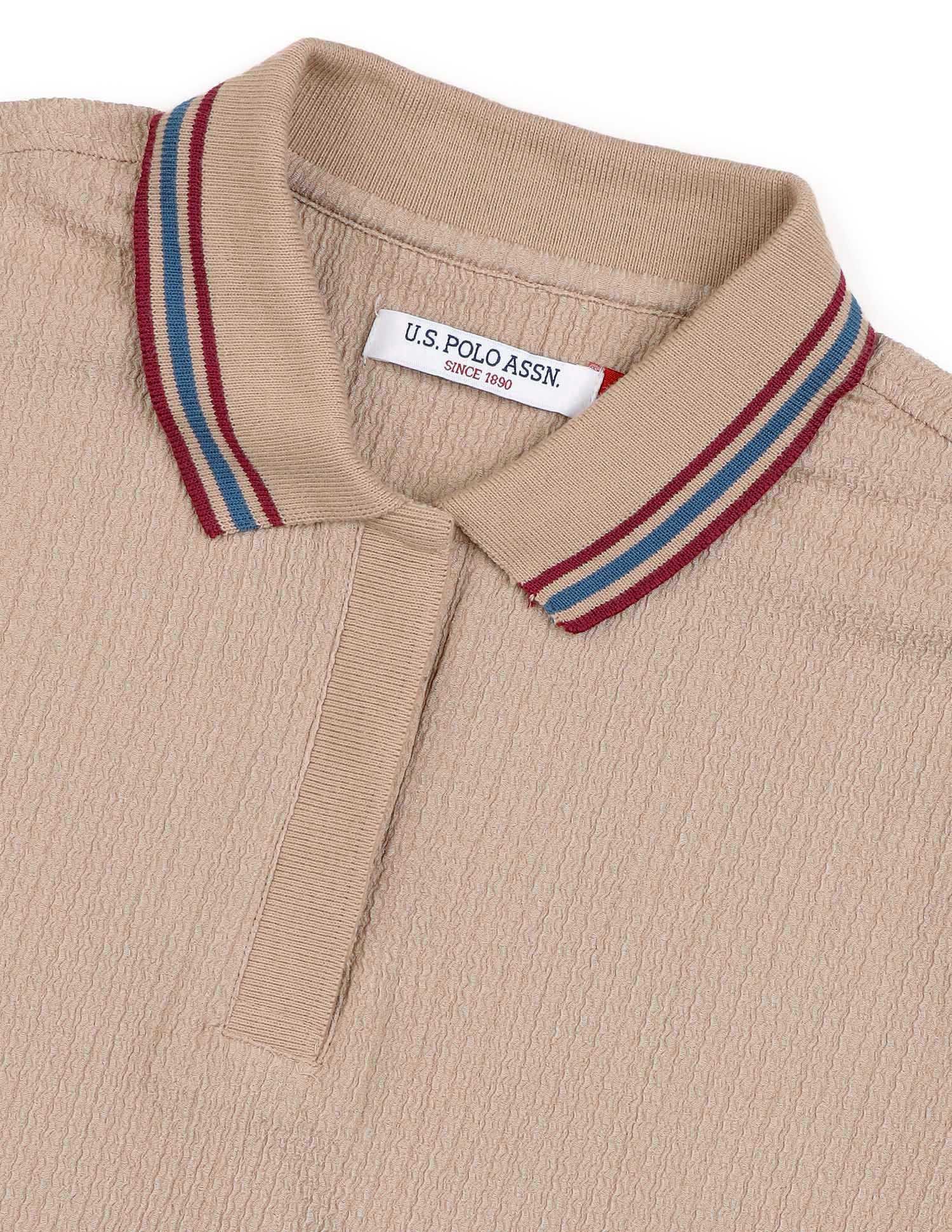 Regular Fit Textured Polo Shirt Beige - U.S. POLO ASSN. | Large
