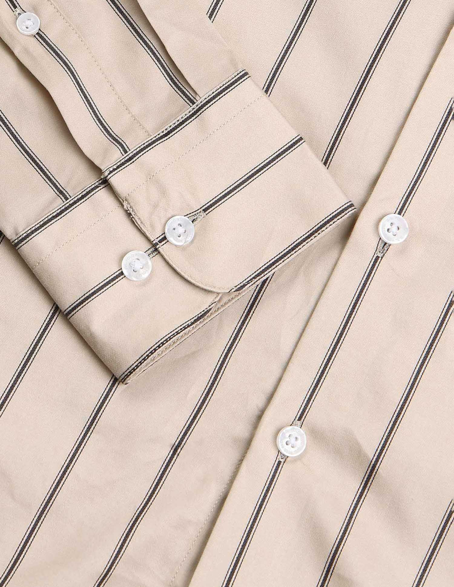 Vertical Striped Tailored Fit Shirt Khaki - U.S. Polo Assn. India | Large