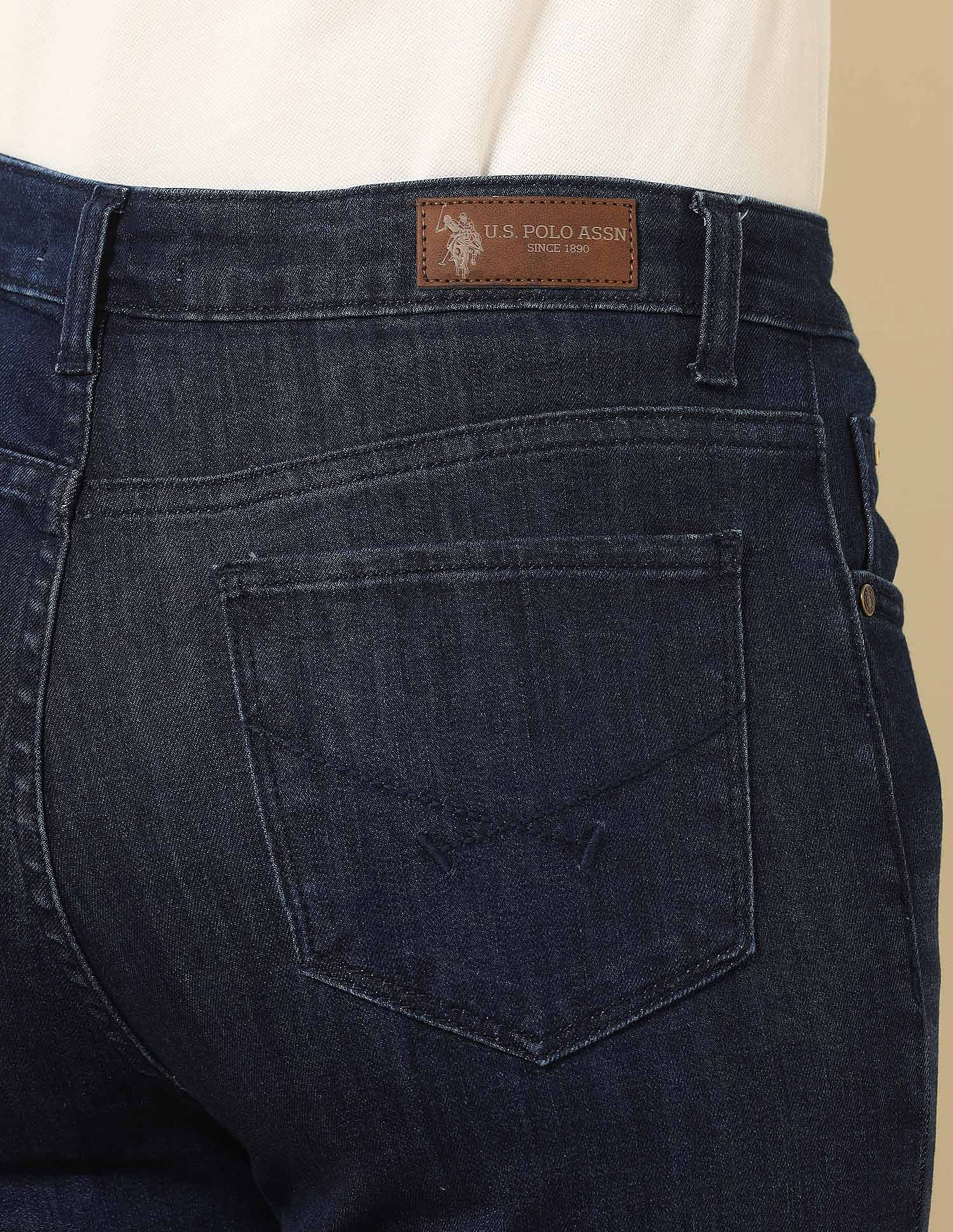 High Rise Flared Fit Jeans Dark Blue - U.S. POLO ASSN. | Large