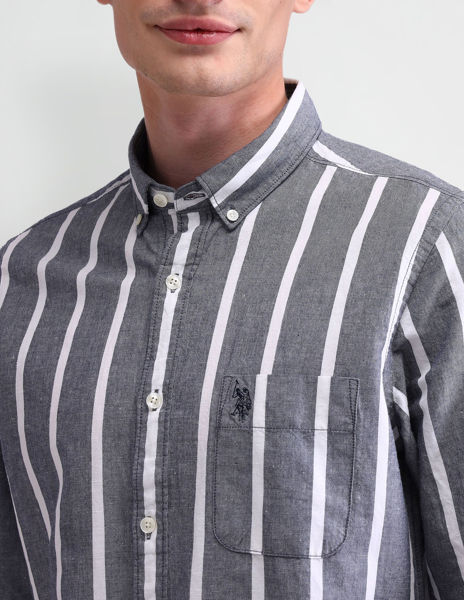 Vertical Striped Slim Shirt Navy - U.S. Polo Assn. India | Large