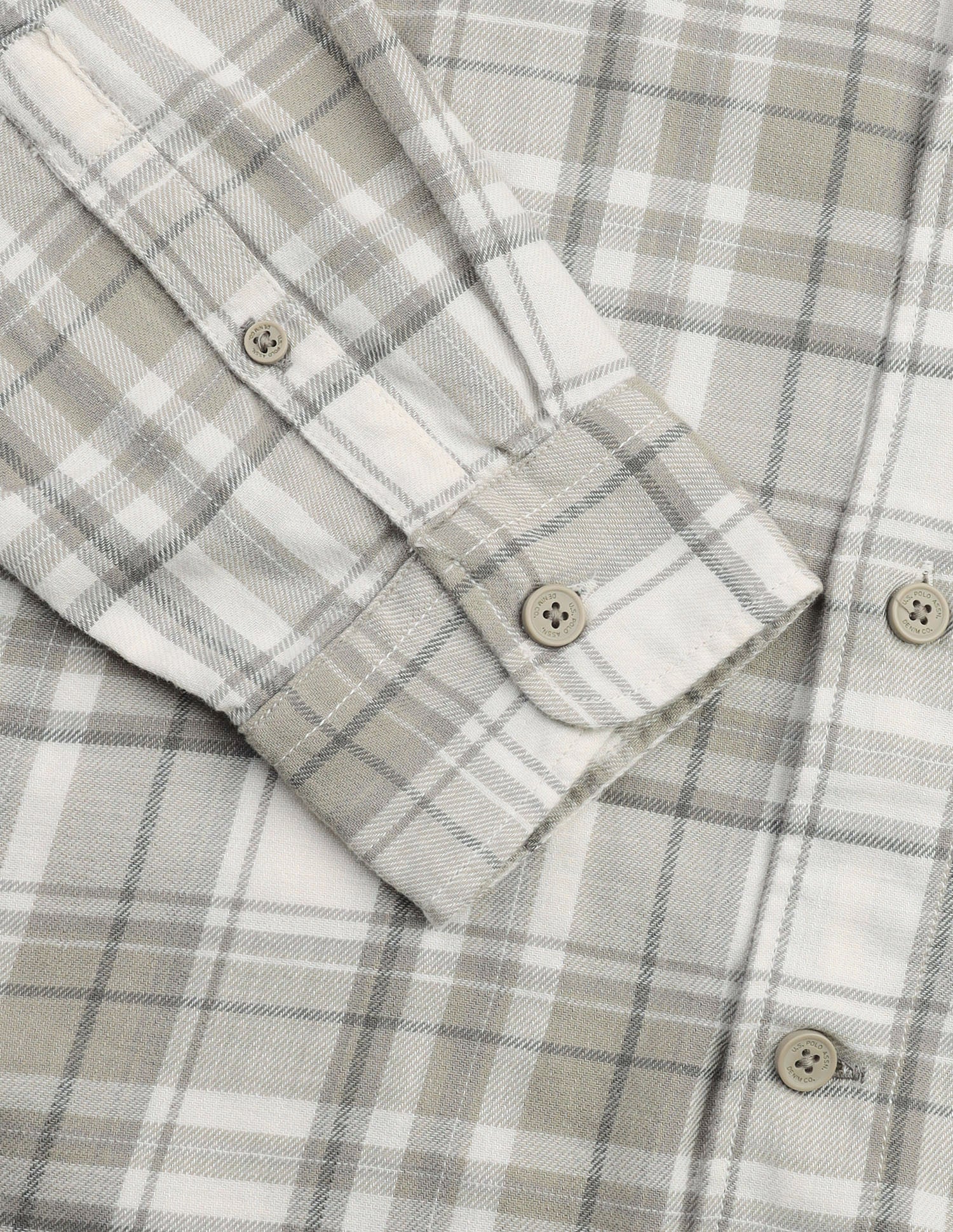 Twill Windowpane Checked Shirt Light Olive - U.S. Polo Assn. India | Large
