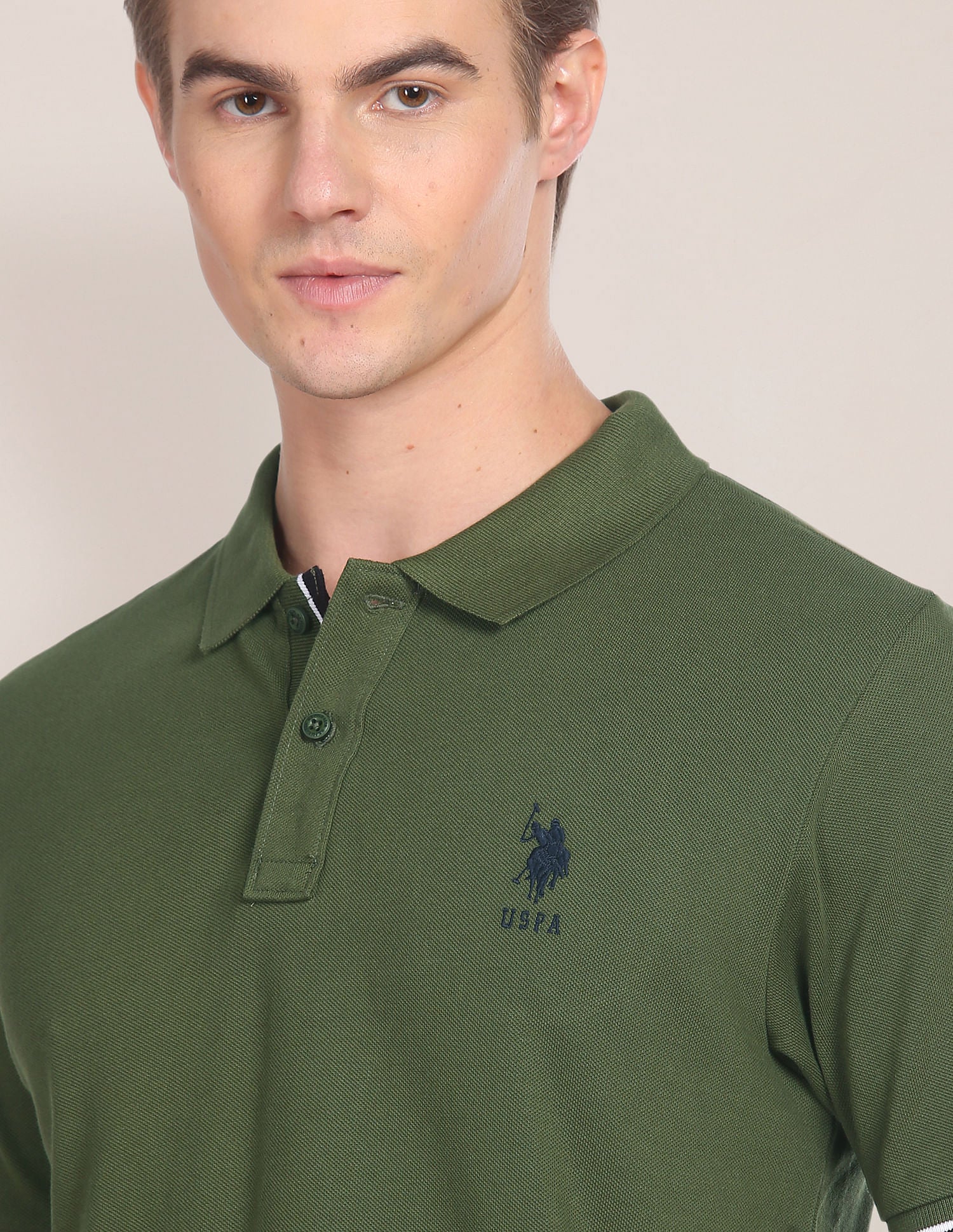 Solid Slim Fit Polo Shirt Olive - U.S. POLO ASSN. | Large