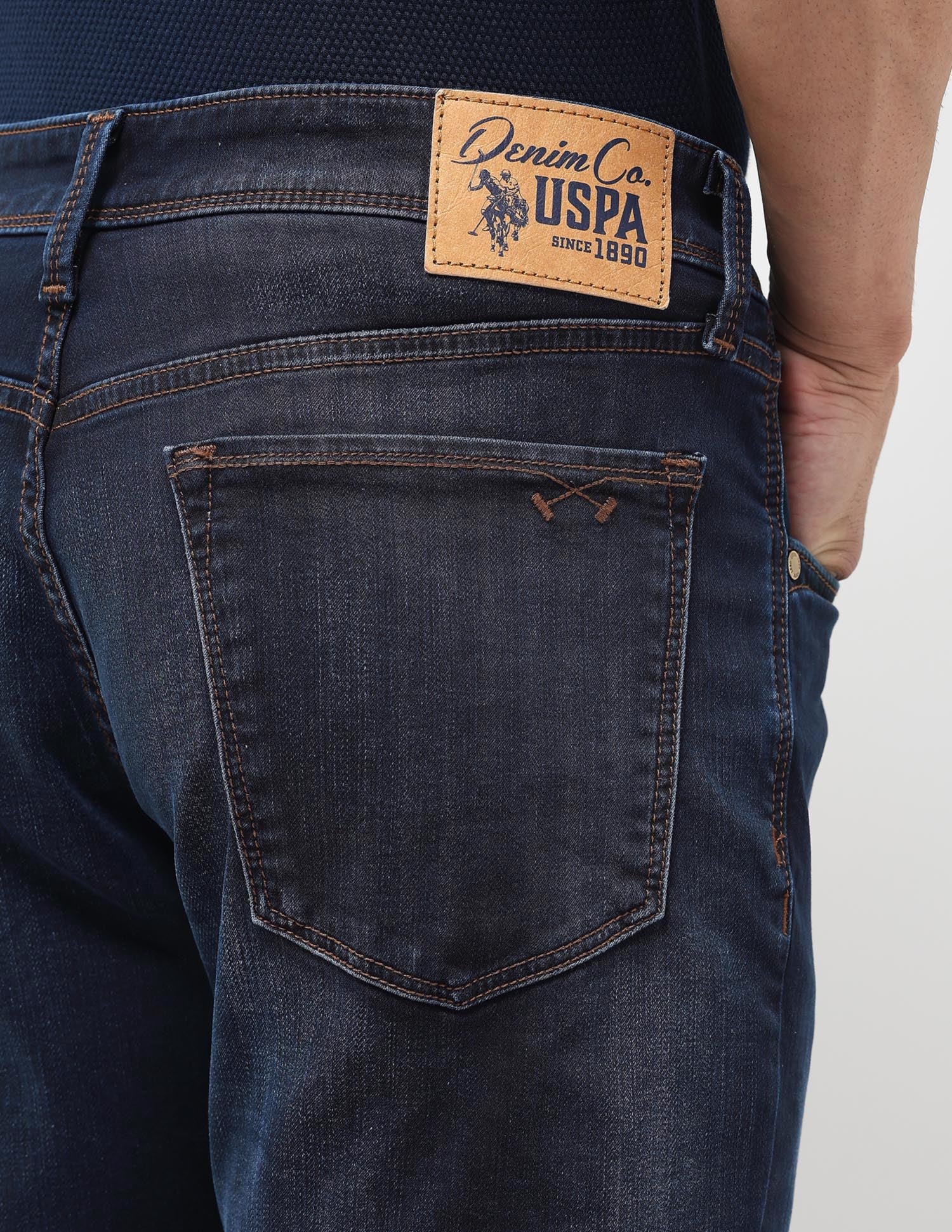 Brandon Slim Tapered Fit Blue Jeans Dark Blue - U.S. POLO ASSN. | Large