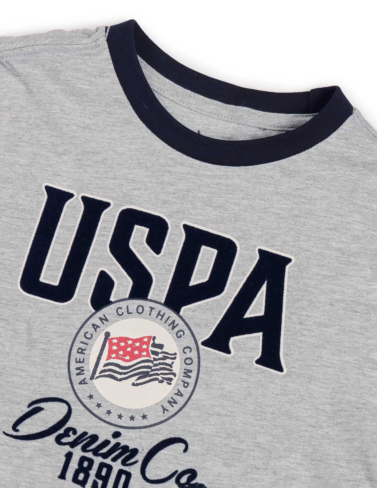 Boys Brand Printed Pure Cotton T-Shirt Light Grey - U.S. POLO ASSN. | Large